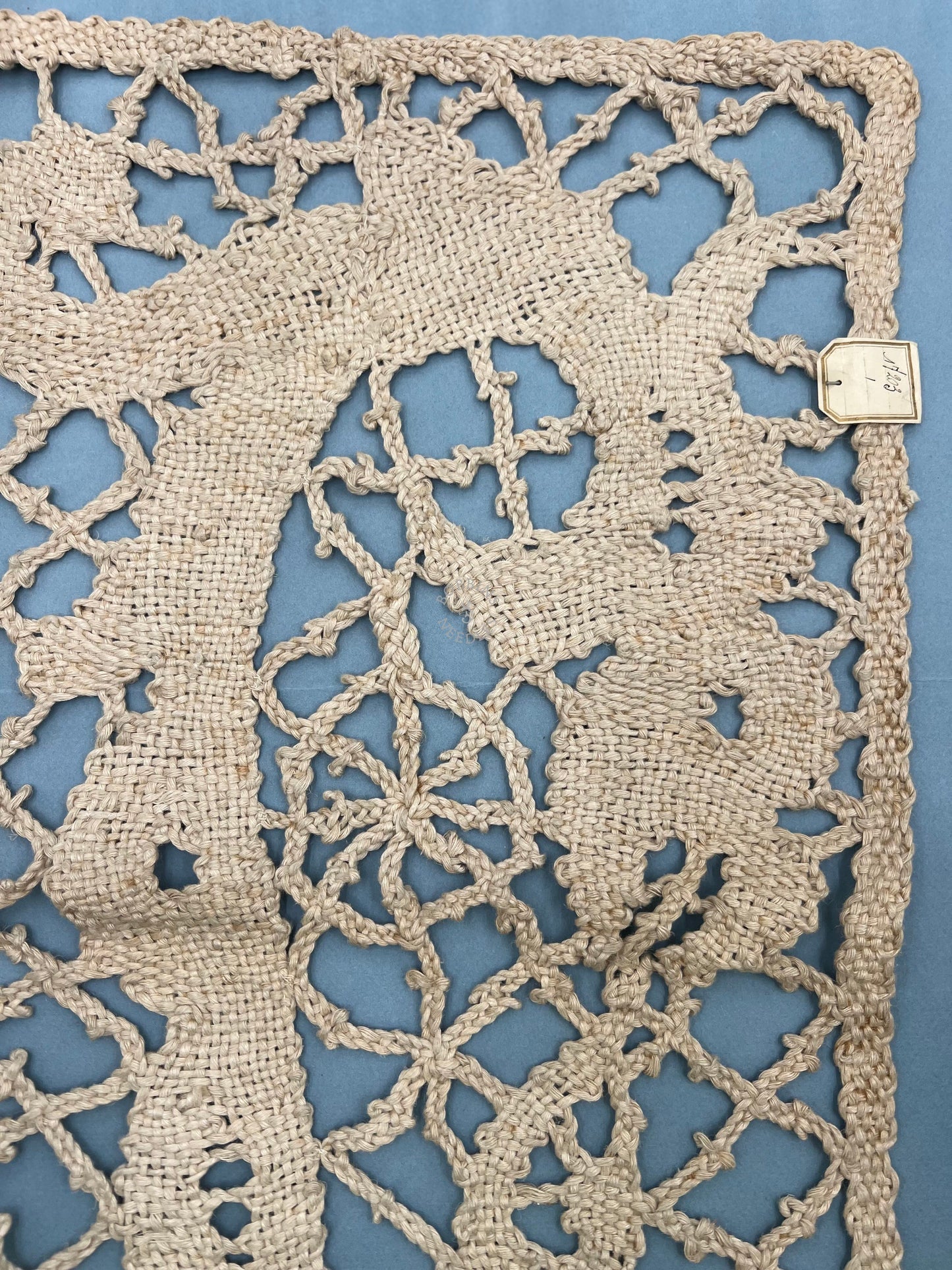 Set of 2 Antique French Handmade Lace Panels with Dragon Motif – Hemp Bobbin Lace