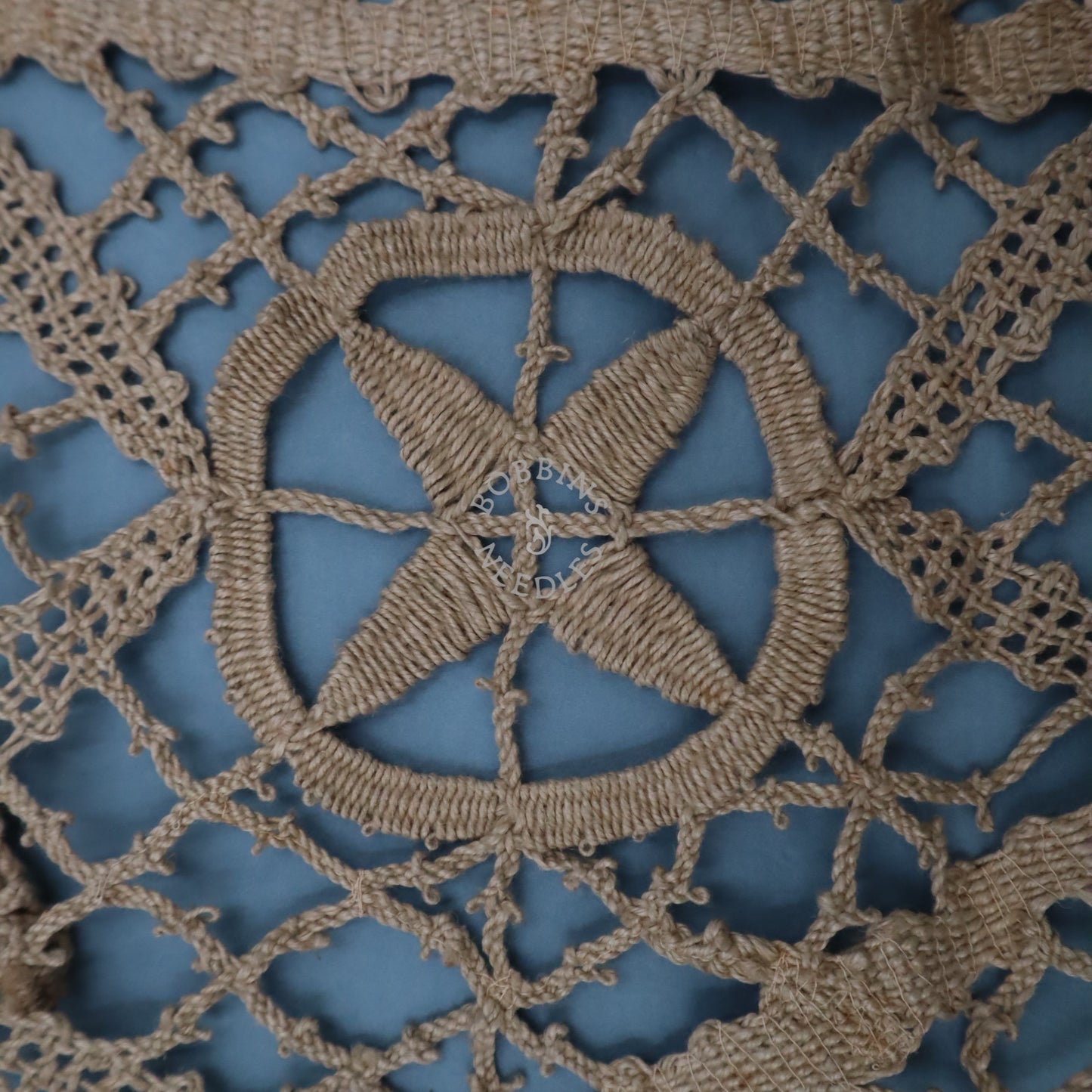 Set of 3 Antique French Handmade Bobbin Lace Corner Panels – Natural Fiber Triangular