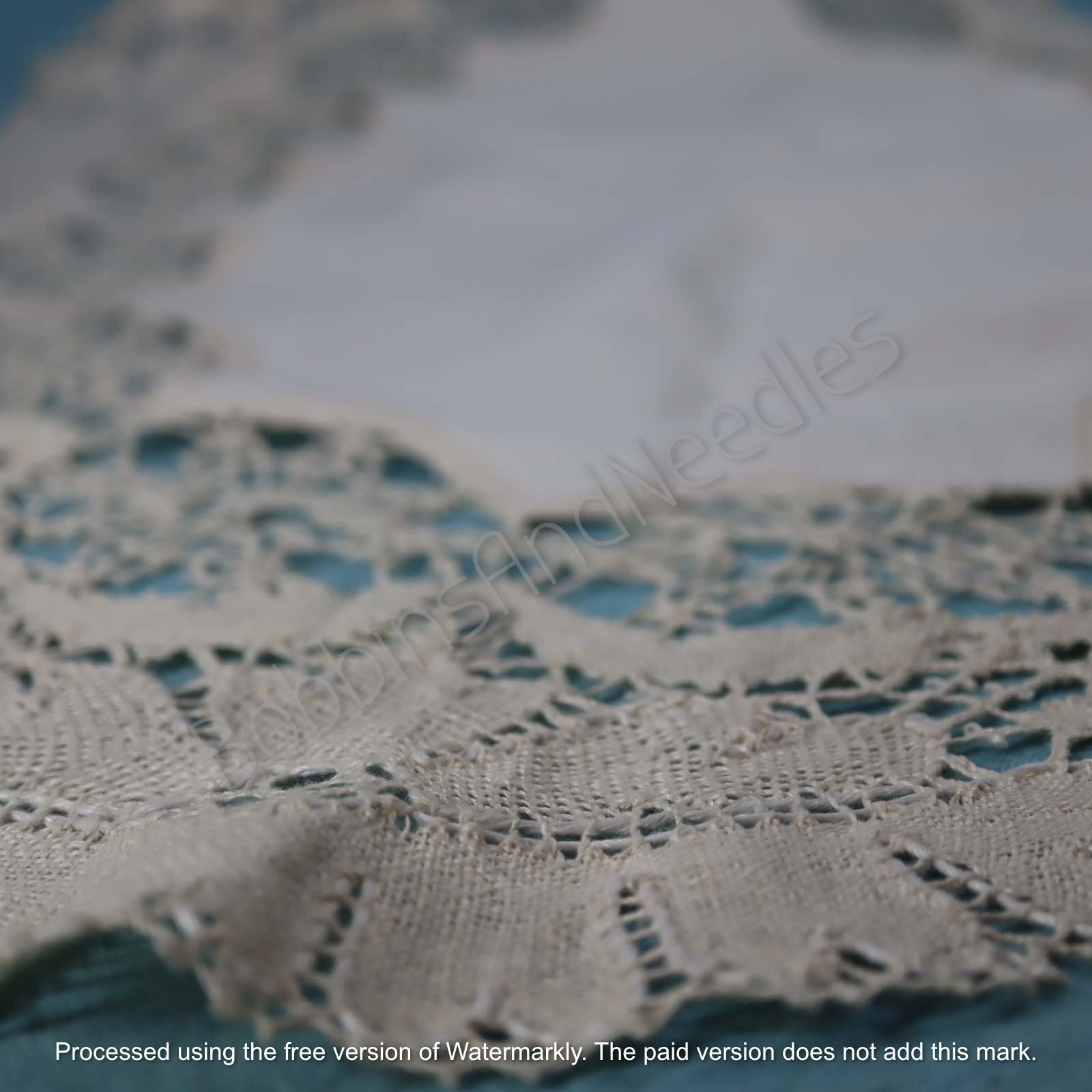 Antique French Oval Linen Tablecloth with Handmade Dentelle du Puy Lace Border