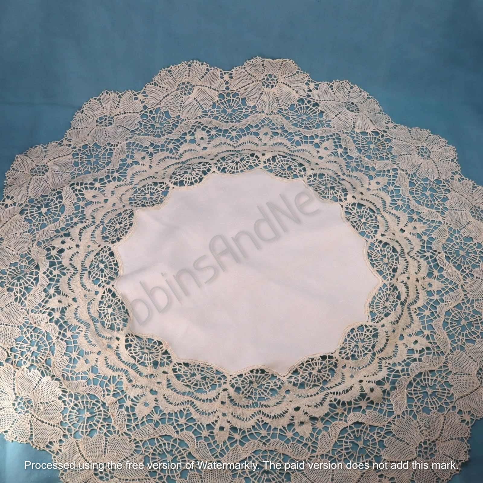 Antique French Linen Tablecloth with Handmade Dentelle du Puy Lace