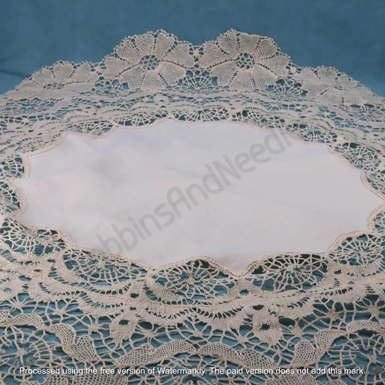 Antique French Linen Tablecloth with Handmade Dentelle du Puy Lace