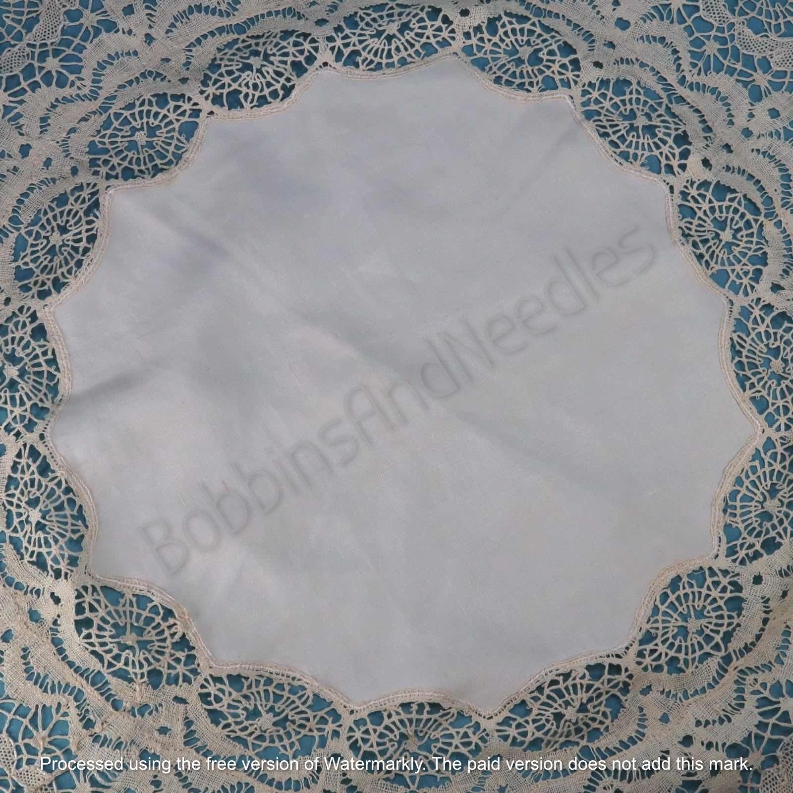 Antique French Linen Tablecloth with Handmade Dentelle du Puy Lace