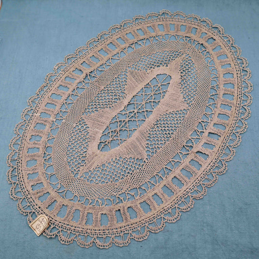 Antique French Doily Handmade in Linen Bobbin Lace - Bobbins&Needles