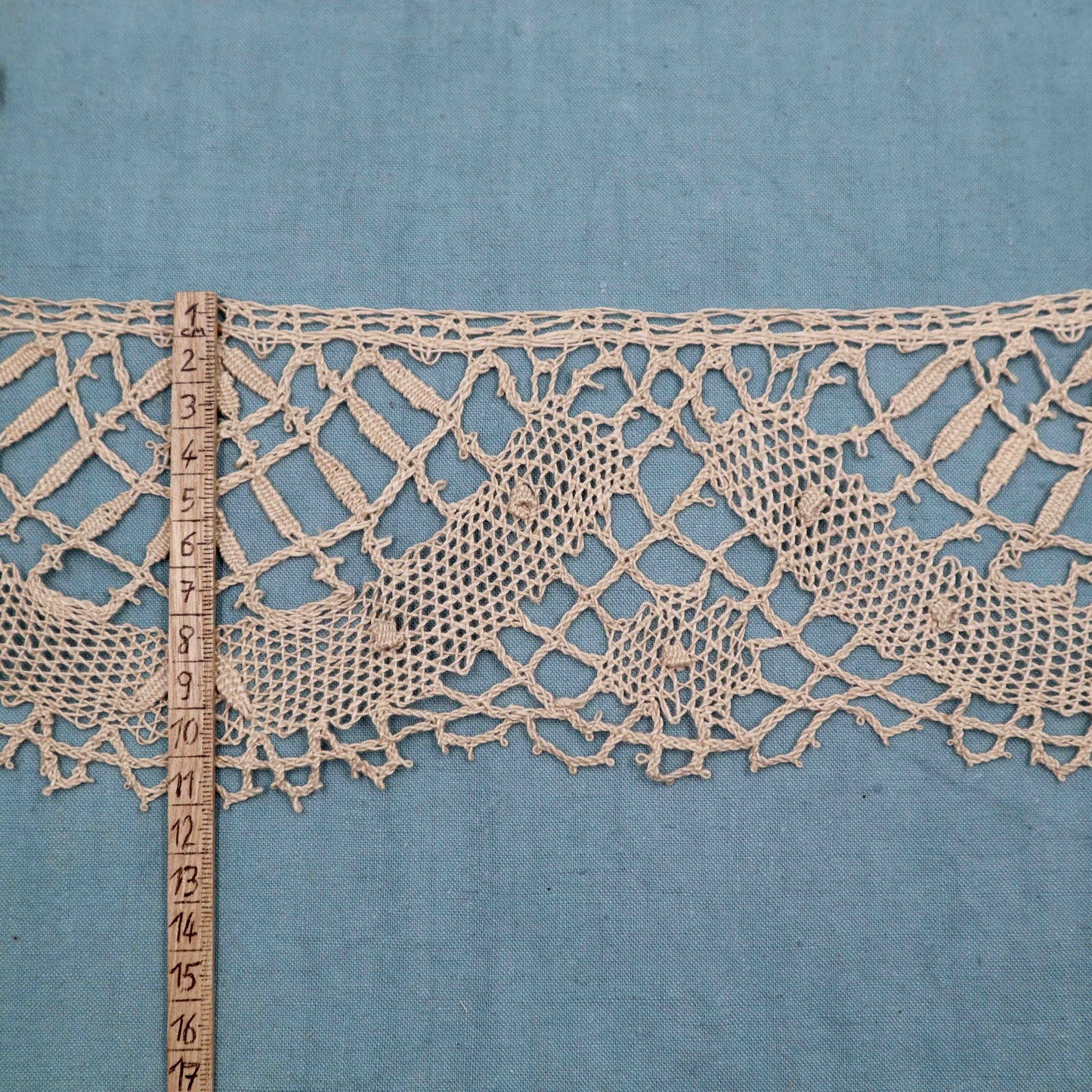 Table Cloth Edging Handmade in Linen Bobbin Lace French Antique - Bobbins&Needles