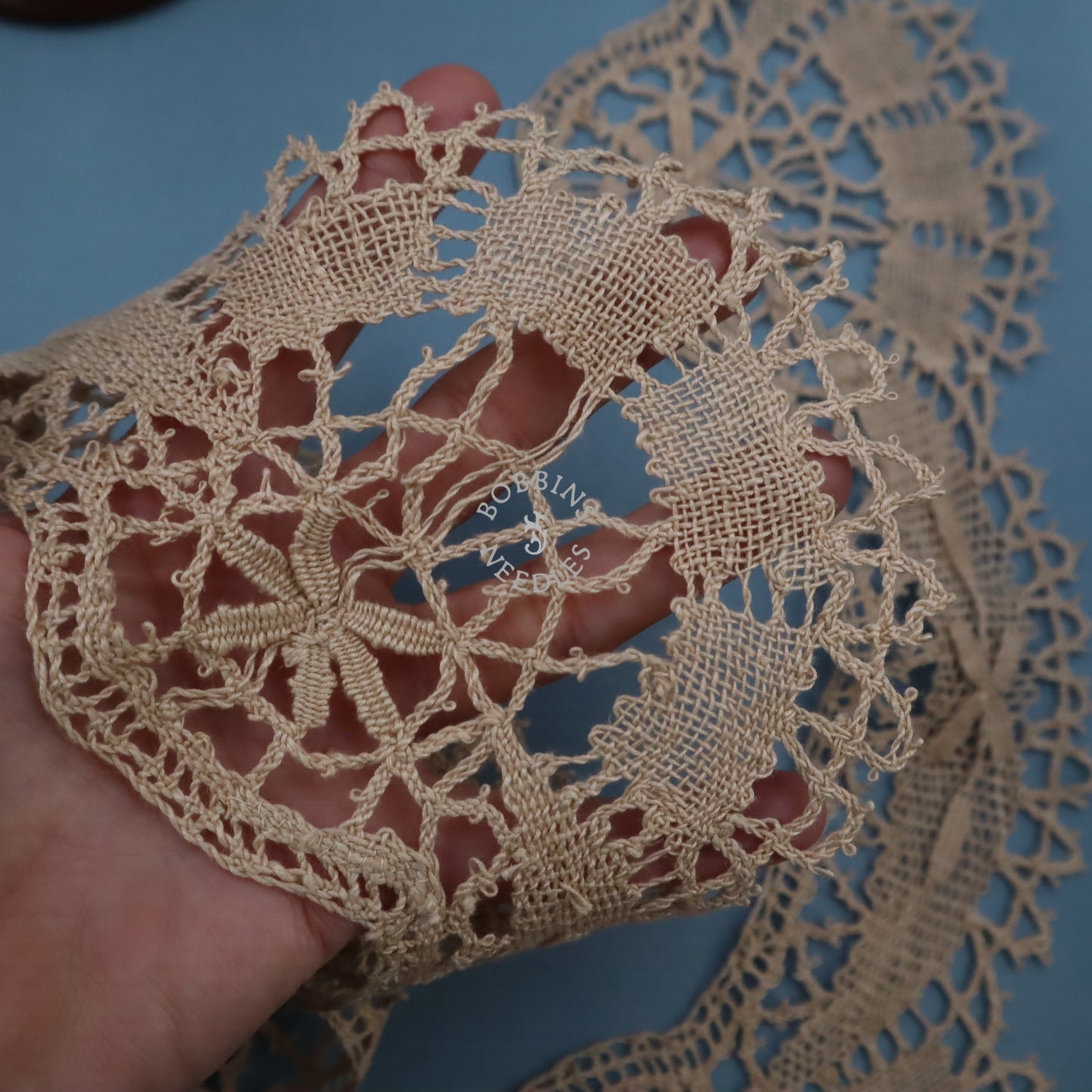 Tablecloth Edging – Antique French Linen Bobbin Lace Border –  Handmade Lace - Bobbins&Needles