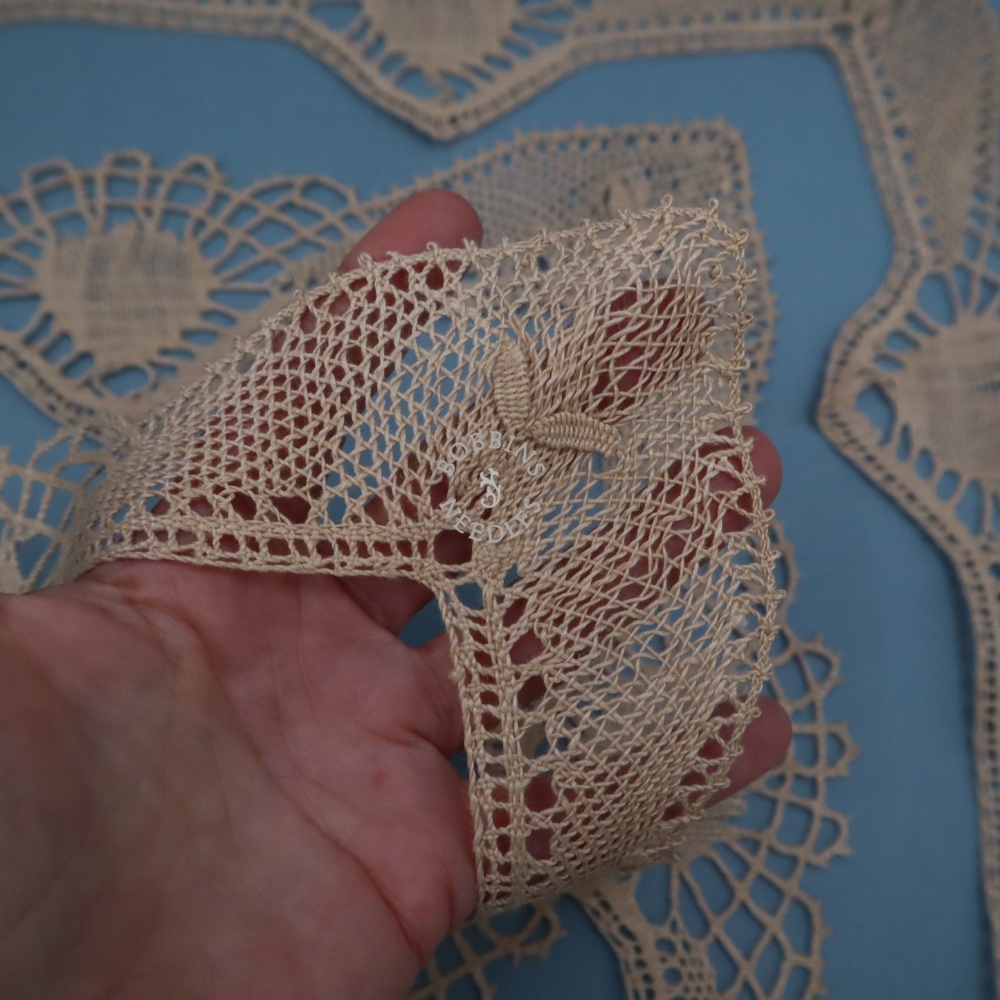 Antique French Linen Lace Border – Tablecloth Edging – Handmade Bobbin Lace - Bobbins&Needles