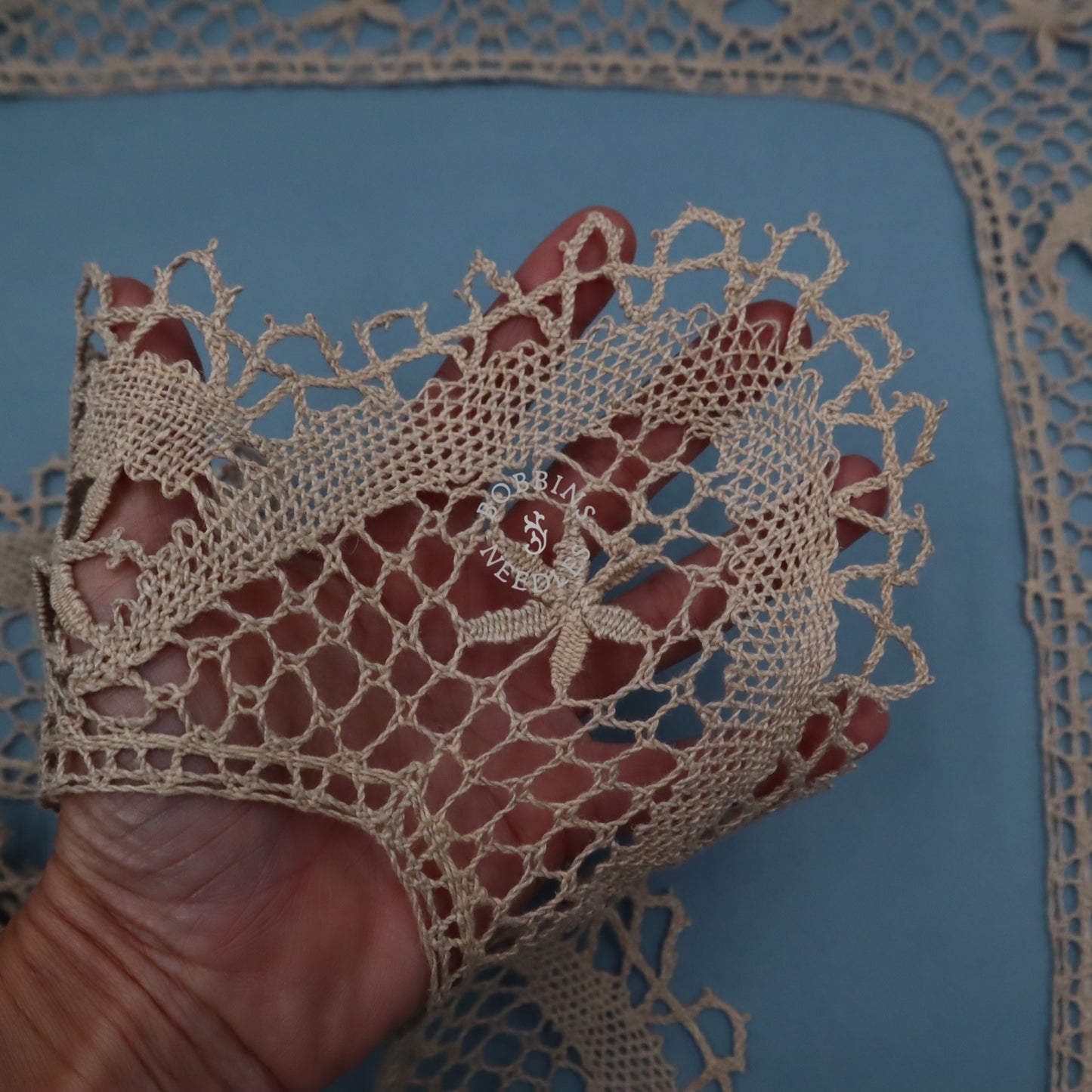 Antique French Linen Bobbin Lace Border – Tablecloth Edging – Handmade Lace - Bobbins&Needles