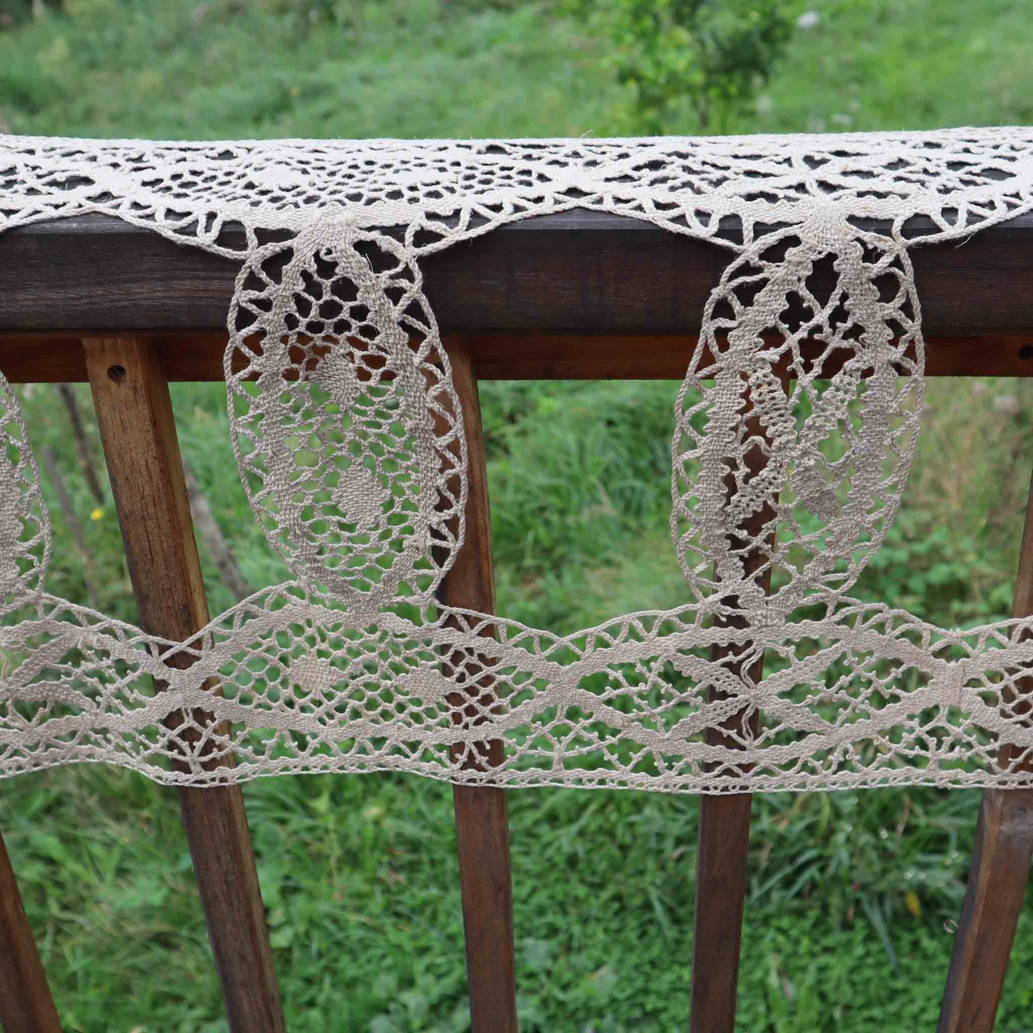 Wide Handmade Linen Lace Trim - Bobbins&Needles