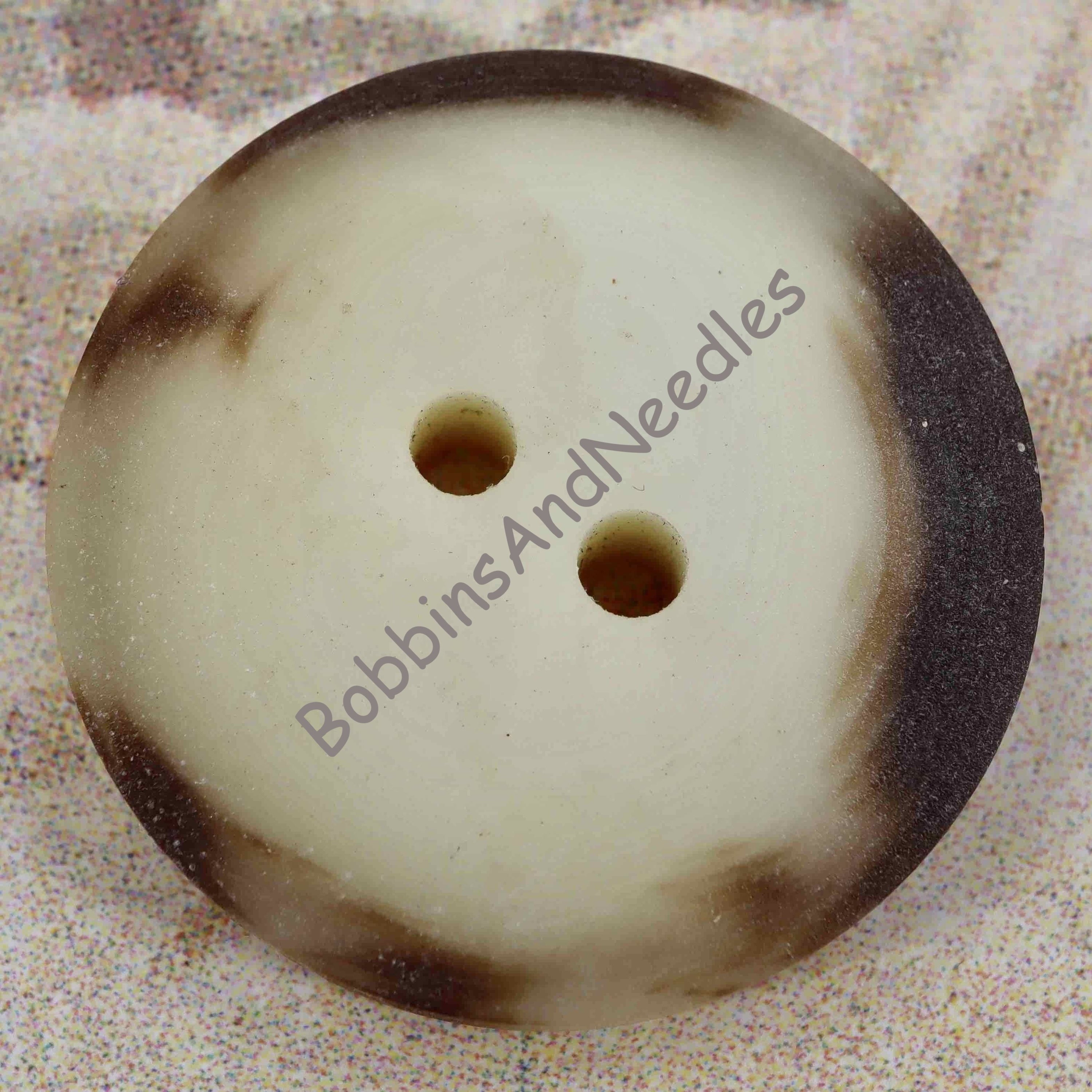 Set of 4 Mock Horn Buttons Ø 28 mm - Marbled Casein Cream & Brown