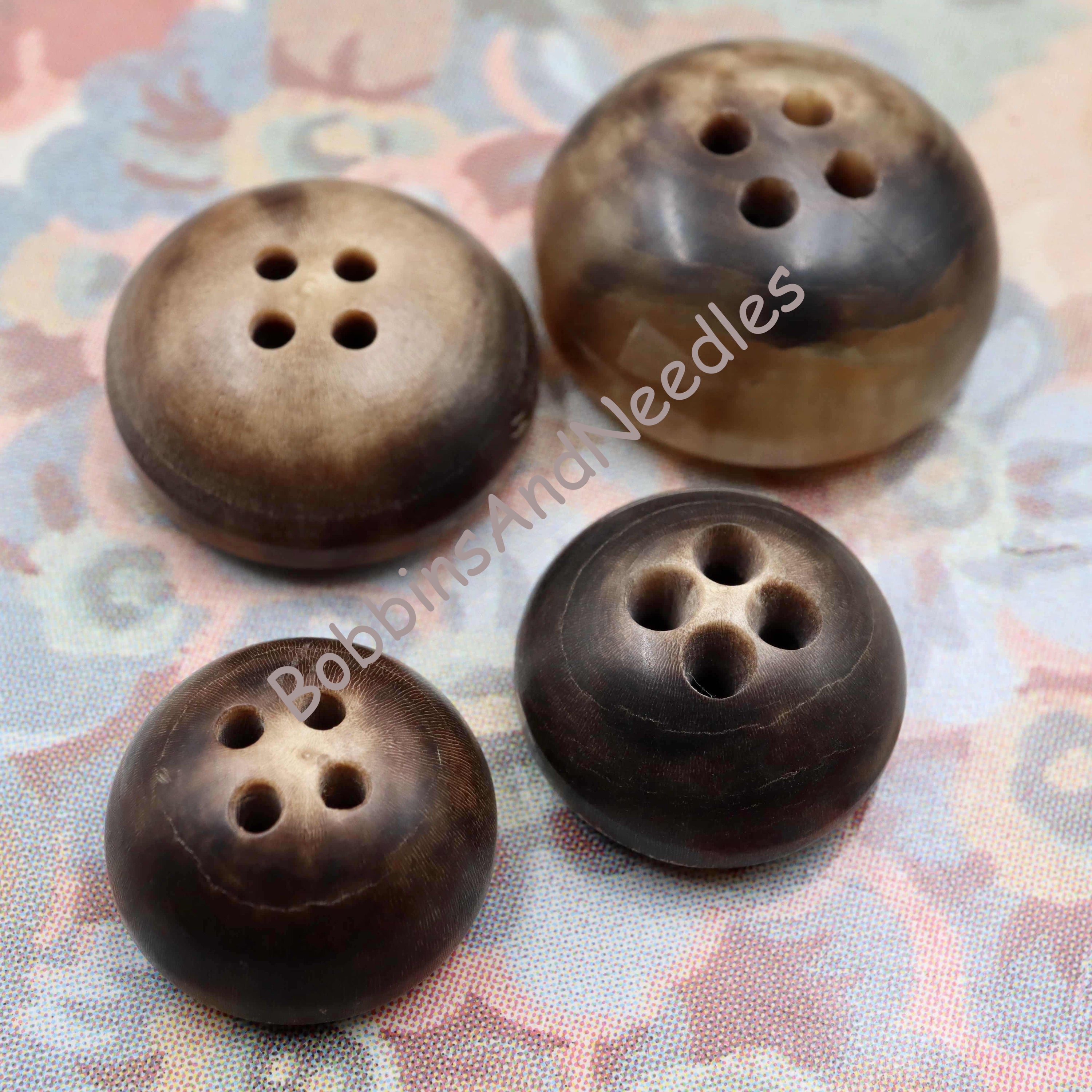 Set of 4 Mock Horn Buttons Vintage Dome Shape Galalith