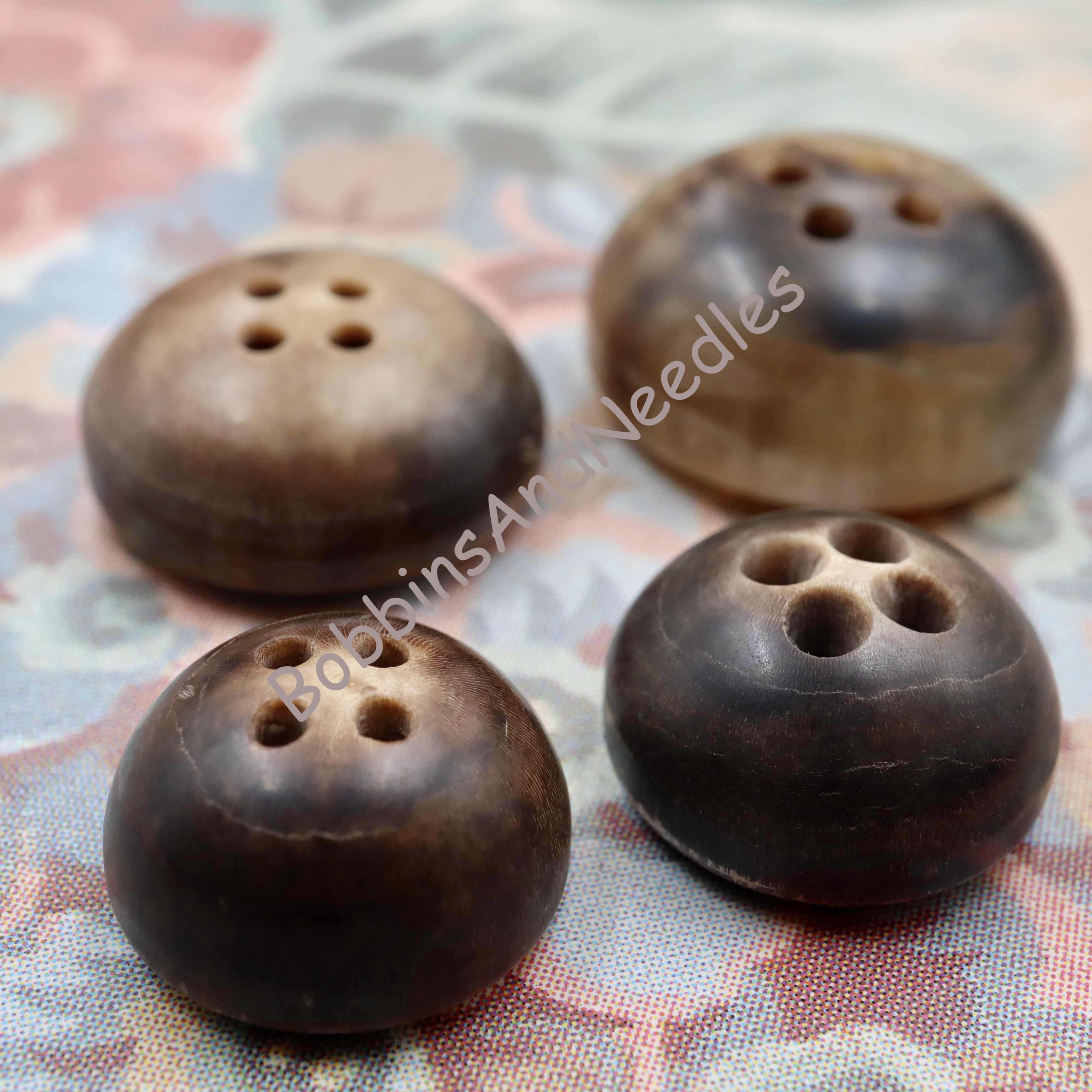 Set of 4 Mock Horn Buttons Vintage Dome Shape Galalith