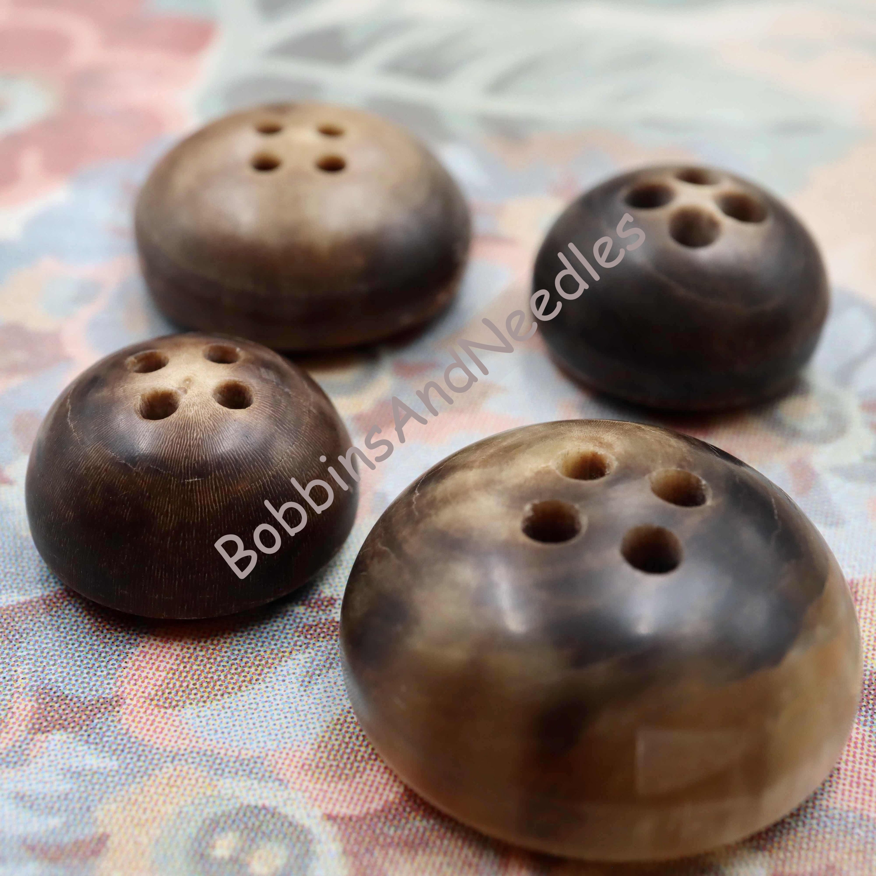 Set of 4 Mock Horn Buttons Vintage Dome Shape Galalith