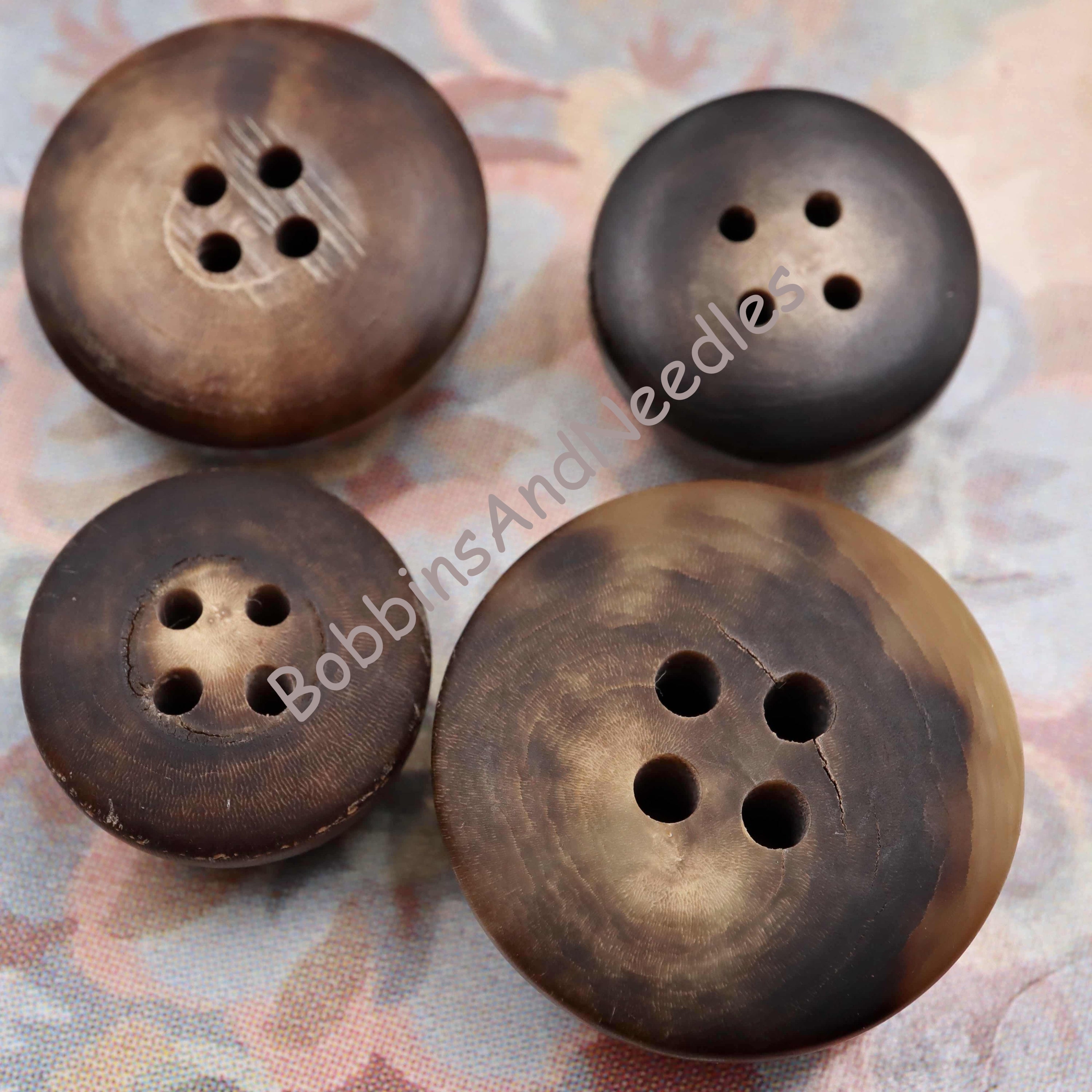 Set of 4 Mock Horn Buttons Vintage Dome Shape Galalith