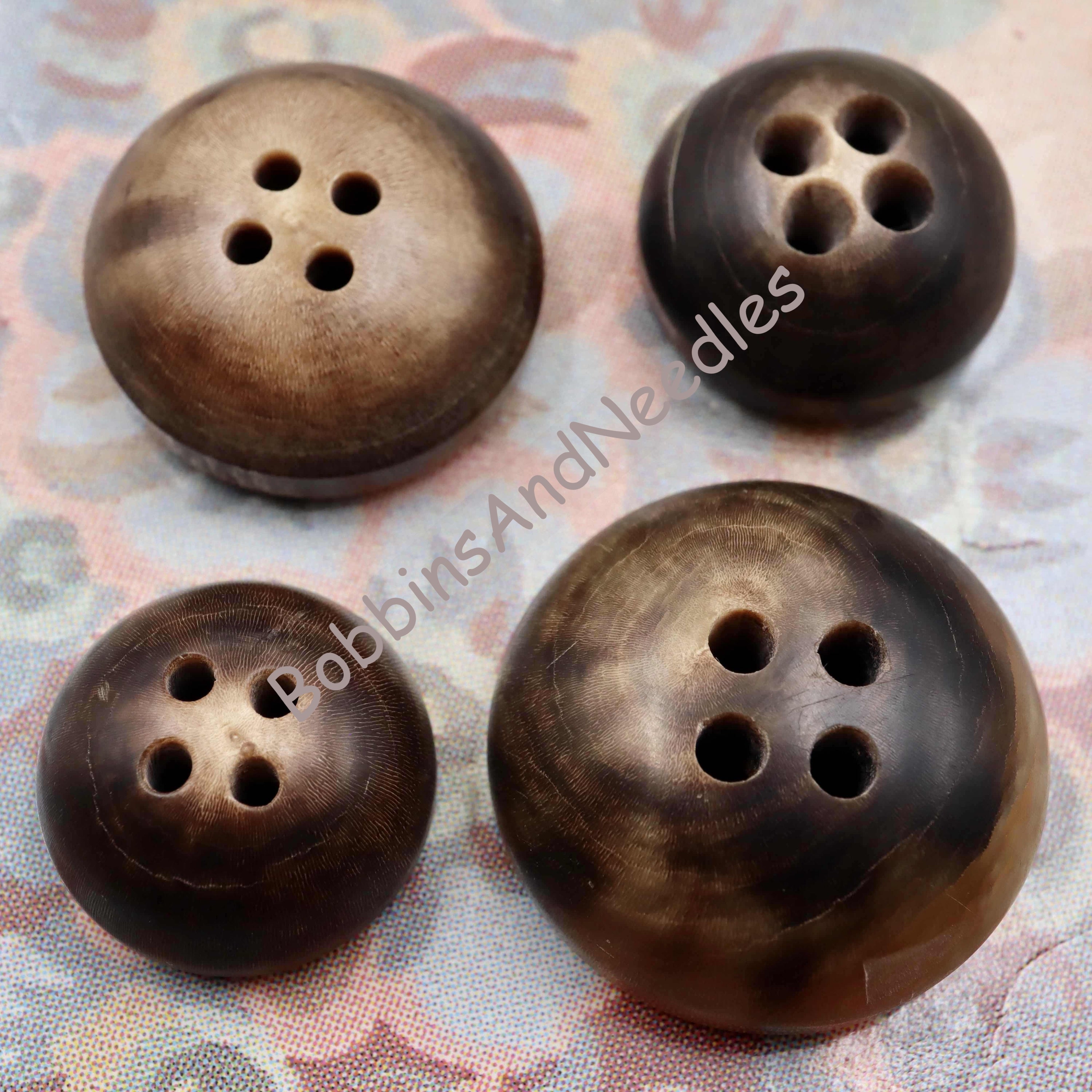 Set of 4 Mock Horn Buttons Vintage Dome Shape Galalith