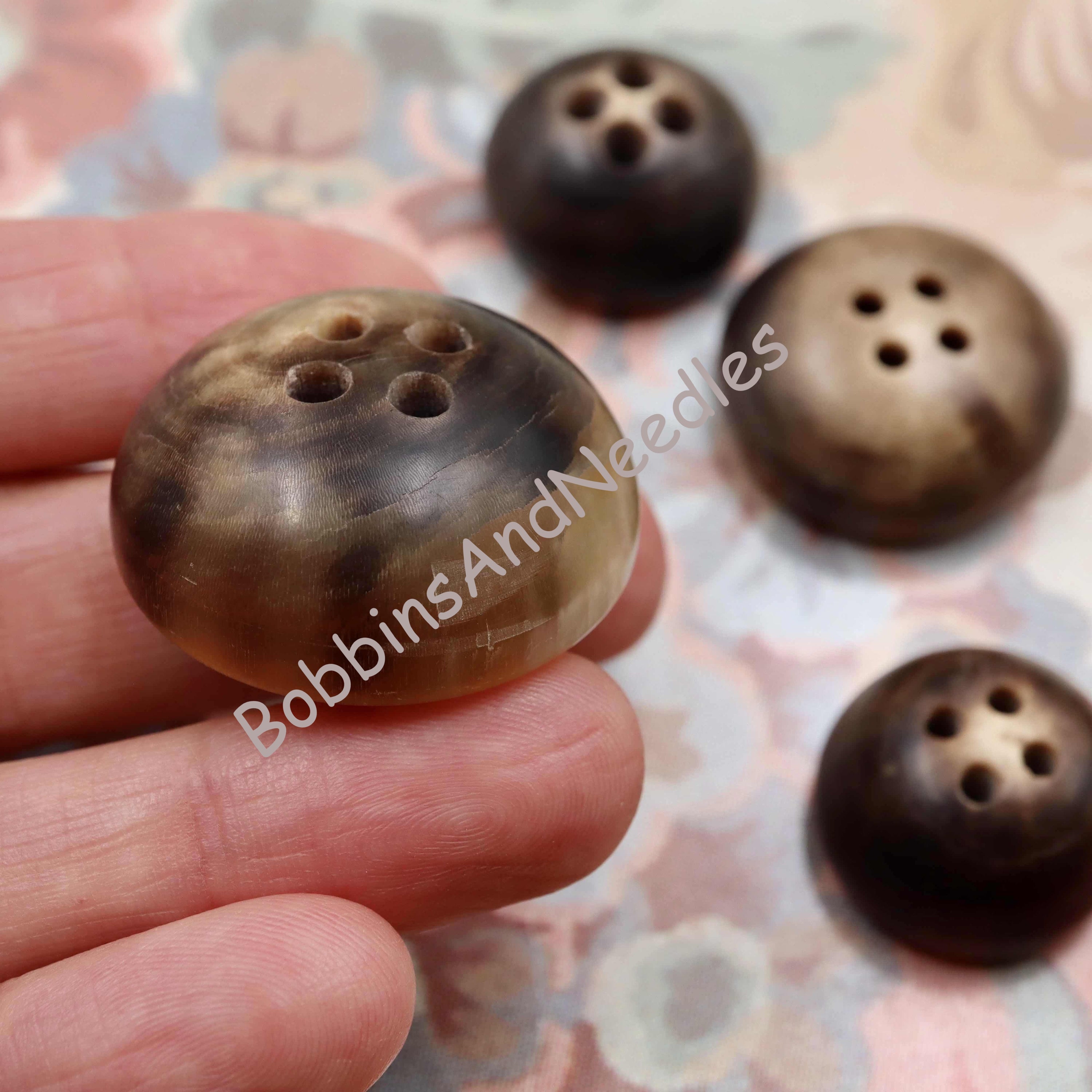 Set of 4 Mock Horn Buttons Vintage Dome Shape Galalith