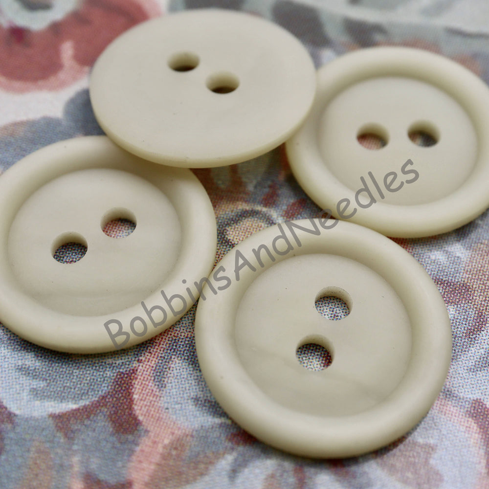 Set of 4 Large Galalith Buttons with Rim Ø30 mm