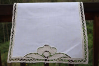 Linen Doily with Handmade Bobbin Lace Edges - Bobbins&Needles