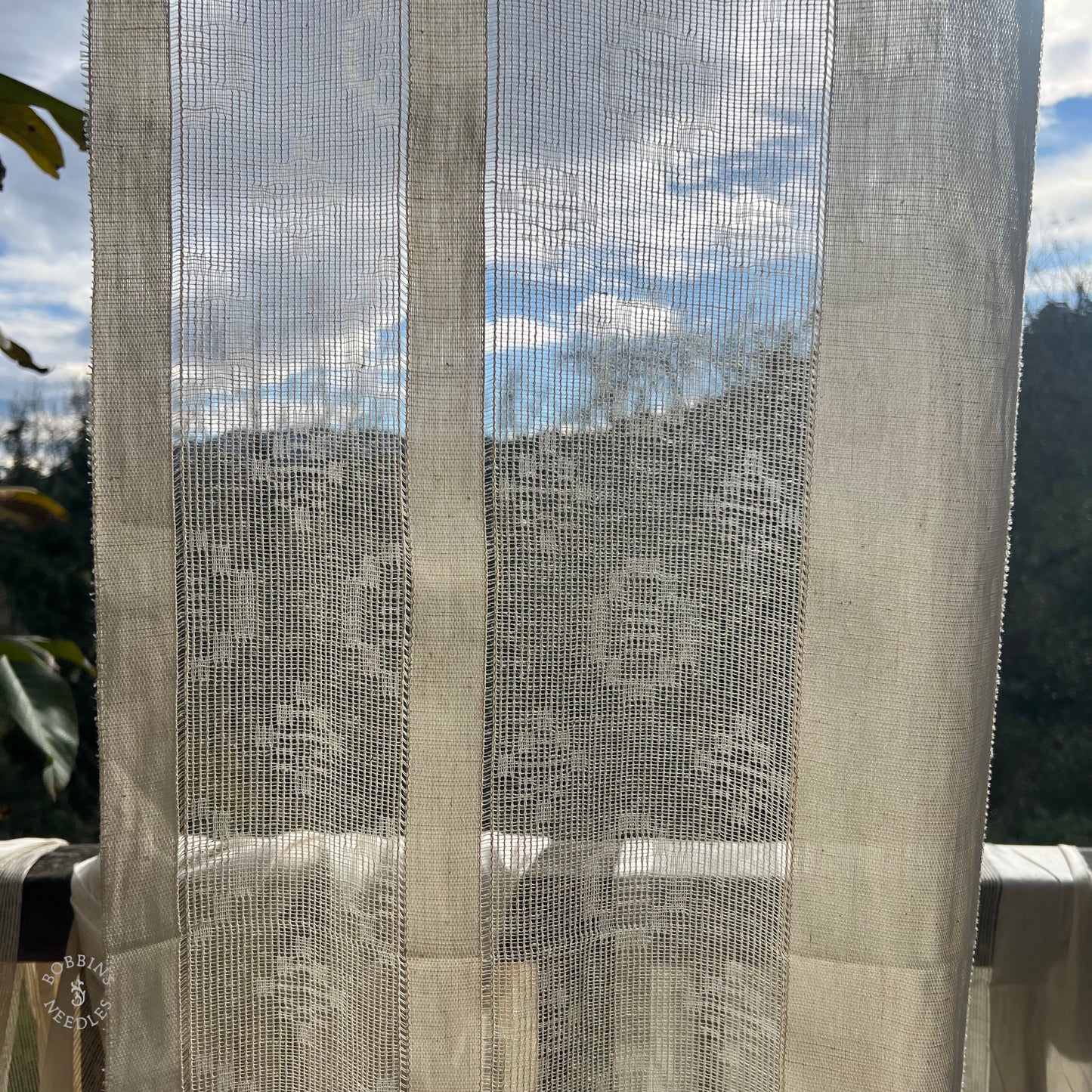 14m Antique linen openwork insertion panel — Belgian drawn-thread textile