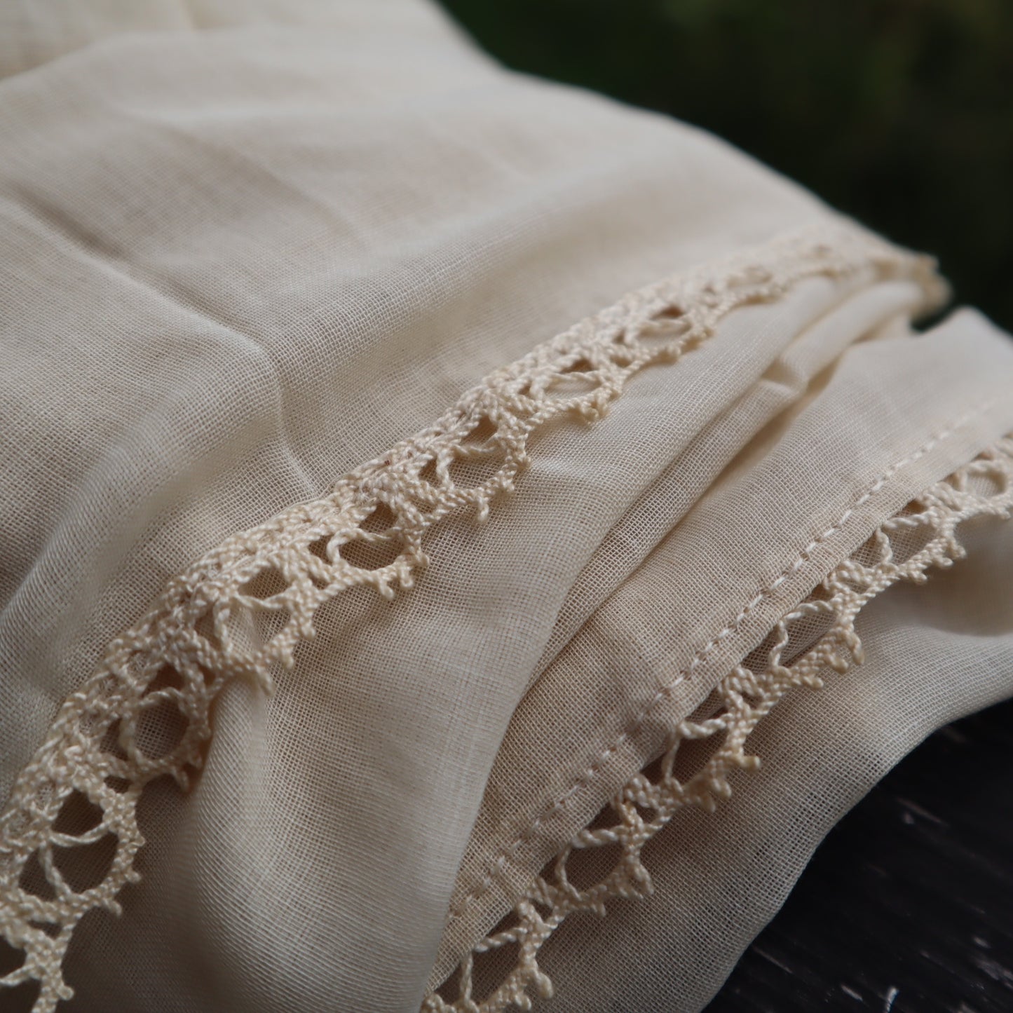 Antique Belgian Linen Curtain with Embroidered Border – 200 × 180 cm