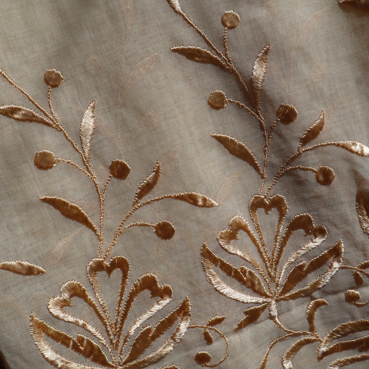 Antique Belgian Linen Curtain with Embroidered Border – 200 × 180 cm