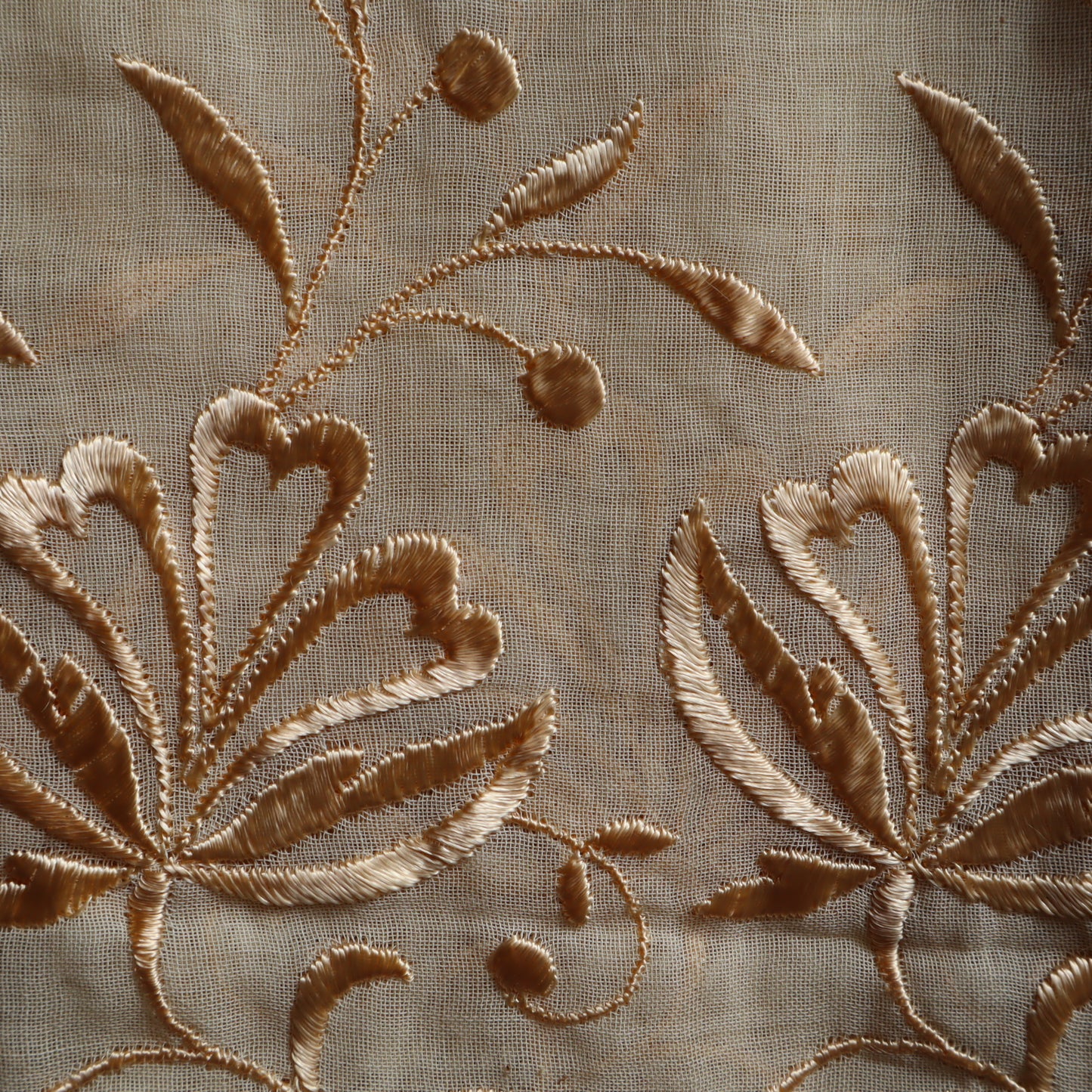 Antique Belgian Linen Curtain with Embroidered Border – 200 × 180 cm