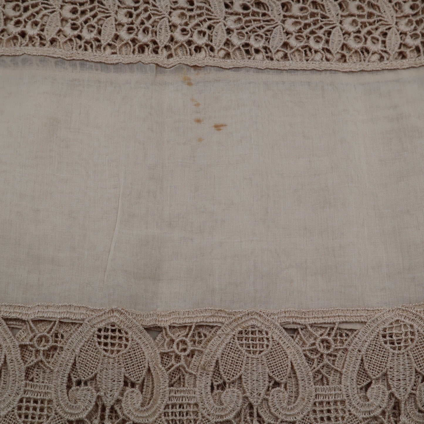 Antique Belgian Curtain – Swiss Linen Panel with Bruges Lace Border – 150 × 220 cm