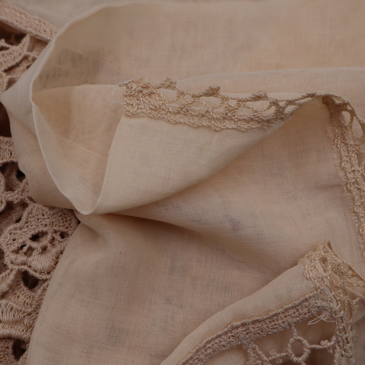 Antique Belgian Linen Curtain – 300 × 190 cm Swiss Linen Panel with Bruges Guipure Lace