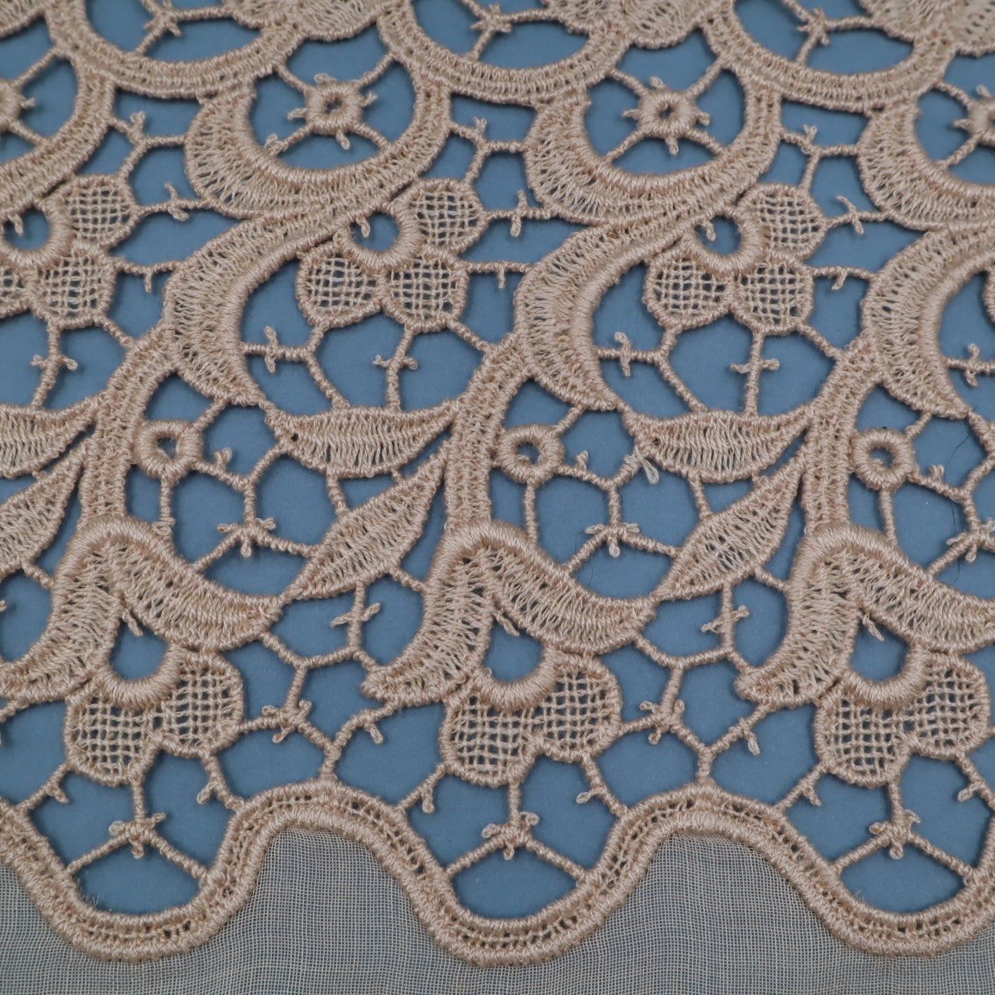 Antique Belgian Linen Curtain – 270 × 150 cm Swiss Linen Panel with 20 cm Bruges Guipure Lace Border