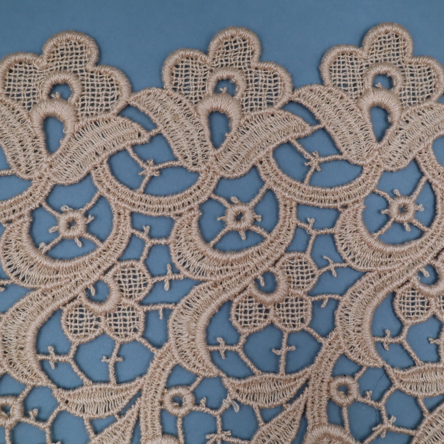 Antique Belgian Linen Curtain – 270 × 150 cm Swiss Linen Panel with 20 cm Bruges Guipure Lace Border