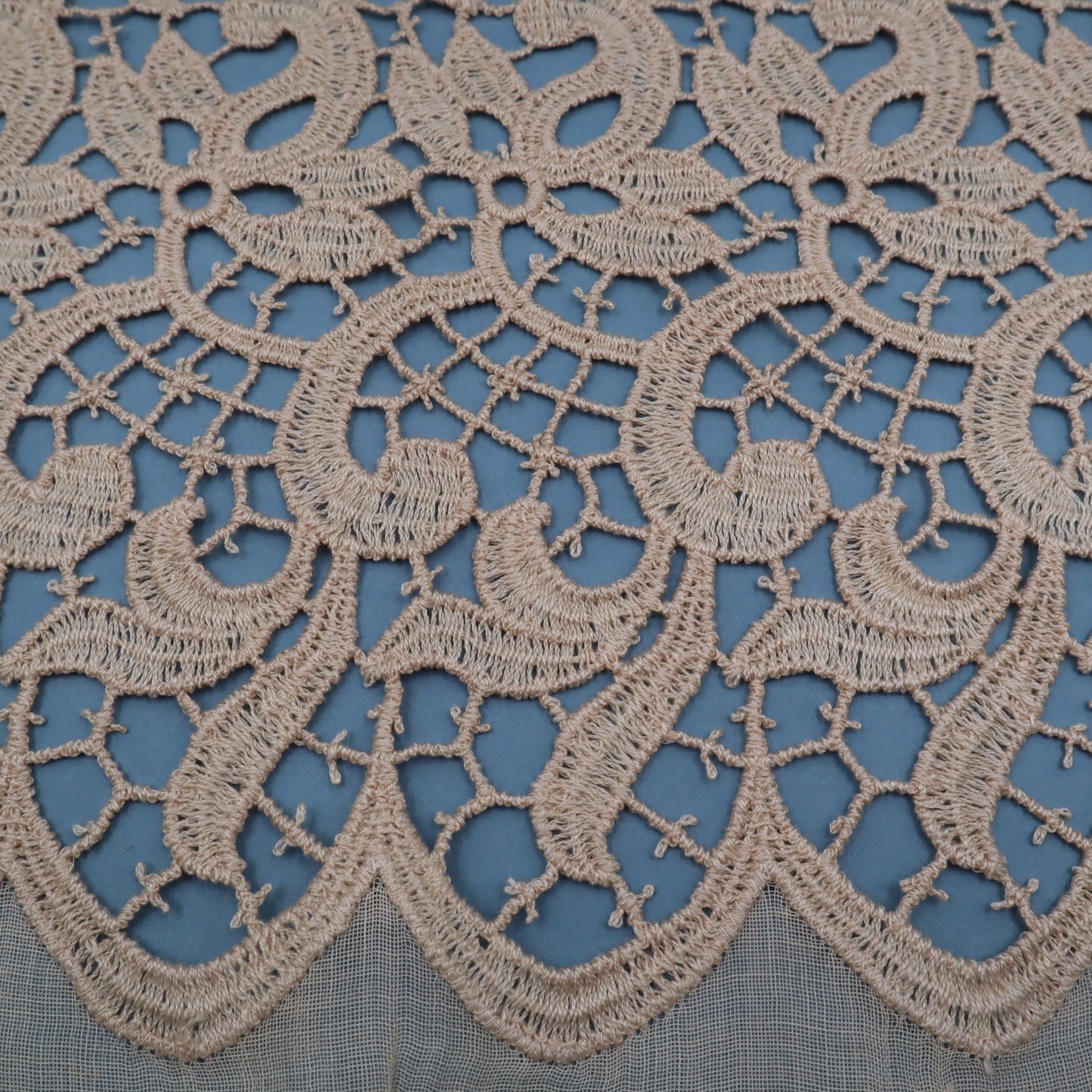 Antique Belgian Linen Curtain – 150 × 180 cm Swiss Linen Panel with Bruges Guipure Lace Border