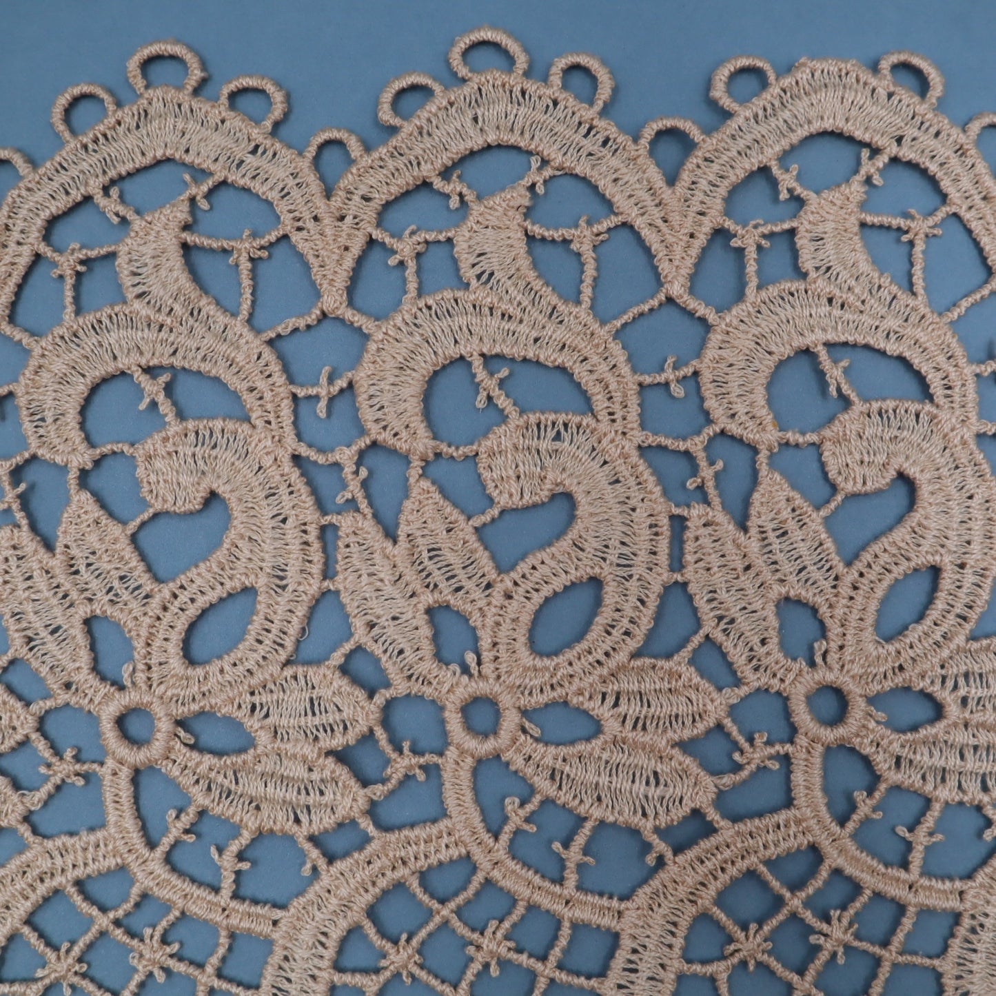 Antique Belgian Linen Curtain – 150 × 180 cm Swiss Linen Panel with Bruges Guipure Lace Border