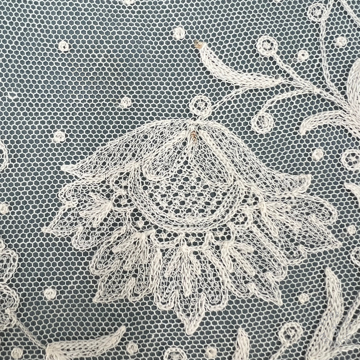Antique Floral Embroidered Tulle Lace Collar – Brussels Appliqué Style