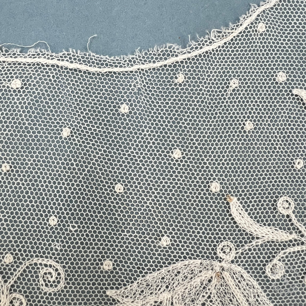 Antique Floral Embroidered Tulle Lace Collar – Brussels Appliqué Style