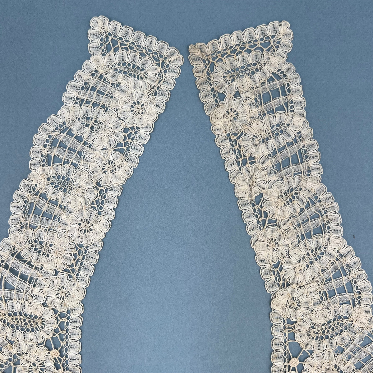Antique Handmade Brussels Duchesse Style Lace Collar Fronts – Pair