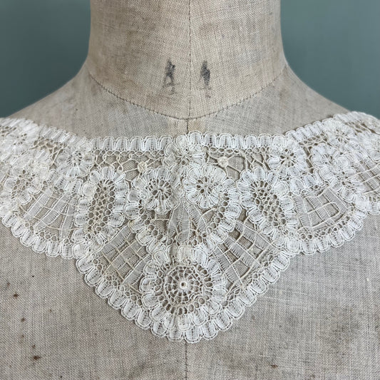 Antique Handmade Brussels Duchesse Style Lace Collar Fronts – Pair