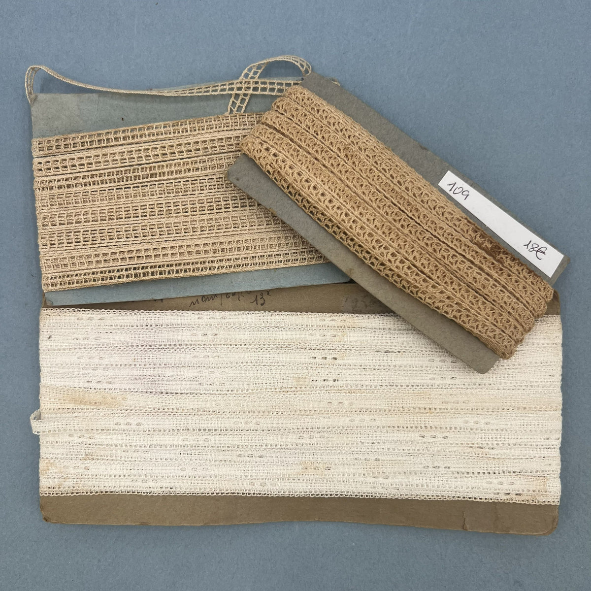 Wholesale Vintage French Lace Trim – 3 Tiny Lace cards – Le Puy-en-Velay Cotton Lace