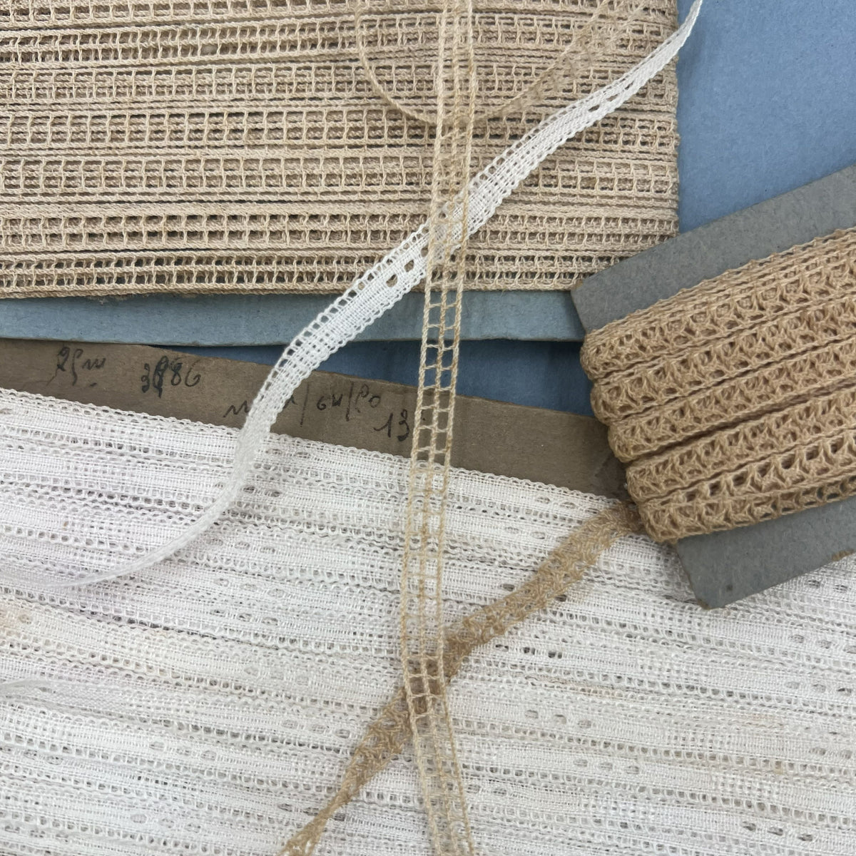 Wholesale Vintage French Lace Trim – 3 Tiny Lace cards – Le Puy-en-Velay Cotton Lace