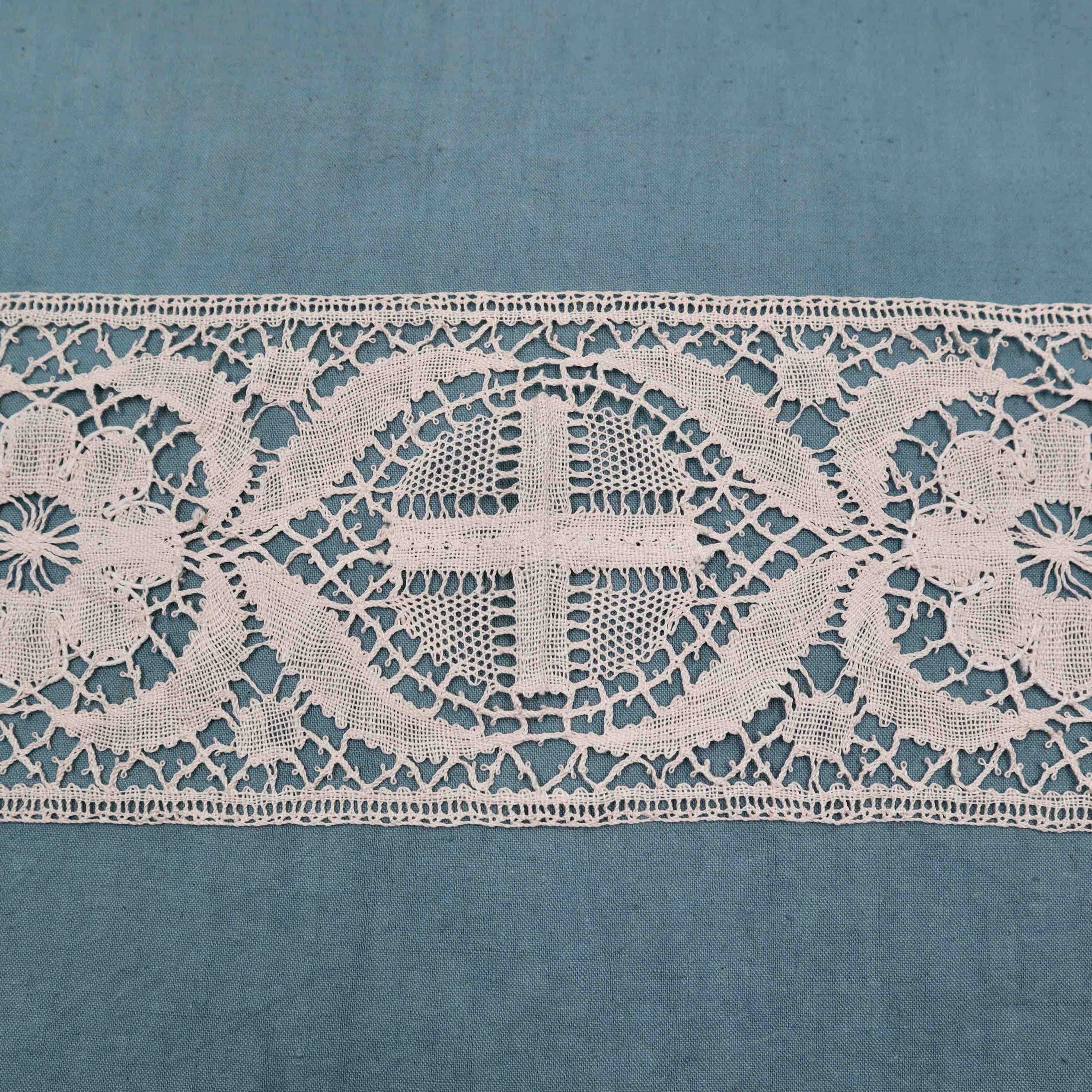 Set of 2 Insert Lace Panel Handmade in Linen