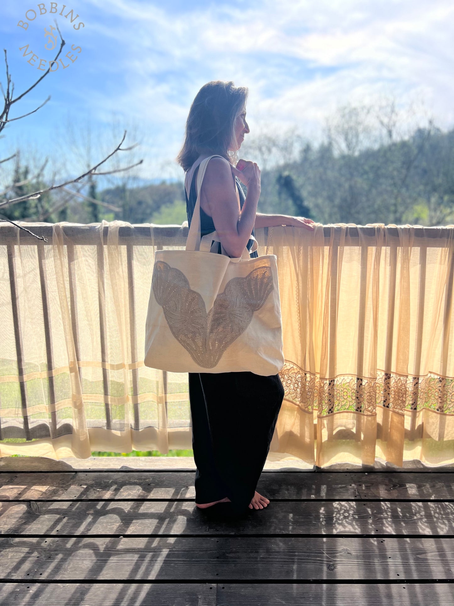 Large Tote Bag in Antique French Métis Linen  | Handmade Limited Edition  | Natural Cream