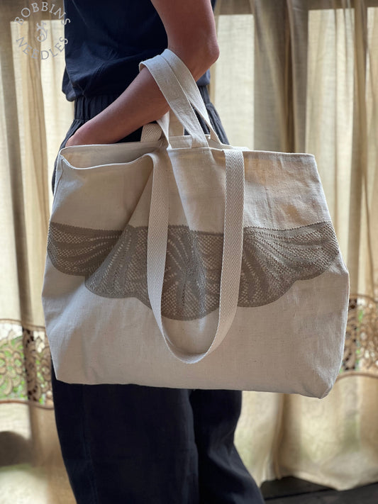Large Tote Bag in Antique French Métis Linen  | Handmade Limited Edition  | Natural Cream - Bobbins&Needles