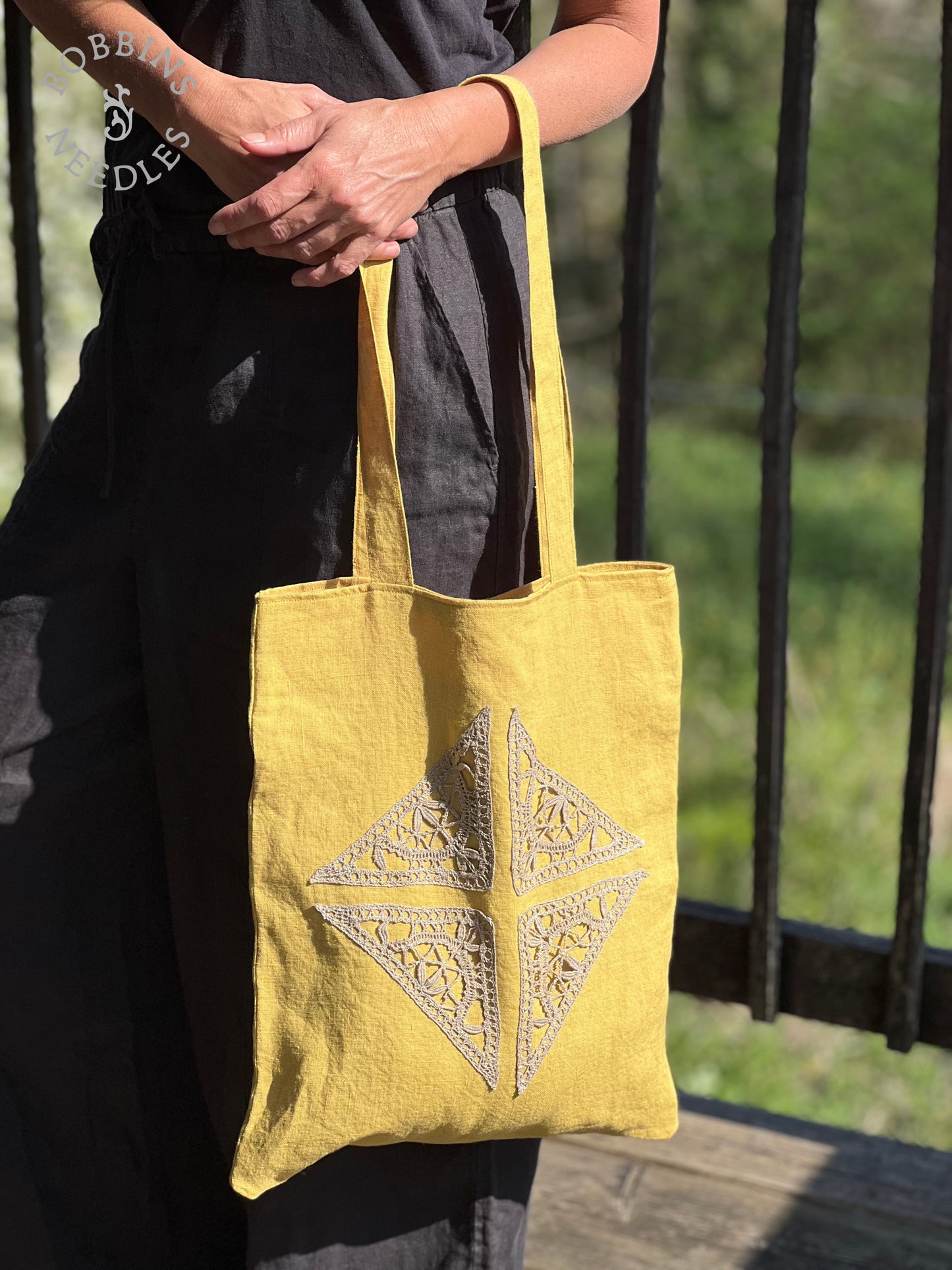 Linen Tote Bag | European Linen | Handmade | One of a Kind - Bobbins&Needles