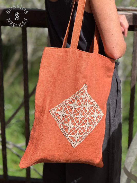 Linen Tote Bag | European Linen | Terracota | One of a Kind - Bobbins&Needles