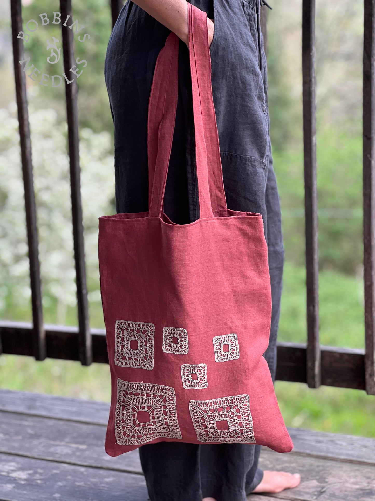 Linen Tote Bag | European Linen | Handmade | One of a Kind - Bobbins&Needles