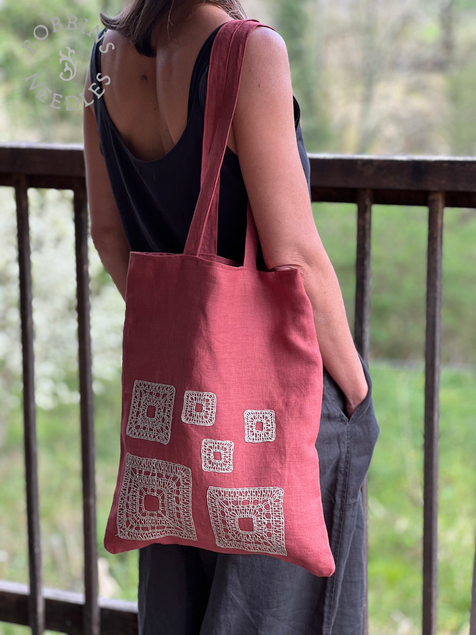 Linen Tote Bag | European Linen | Handmade | One of a Kind - Bobbins&Needles