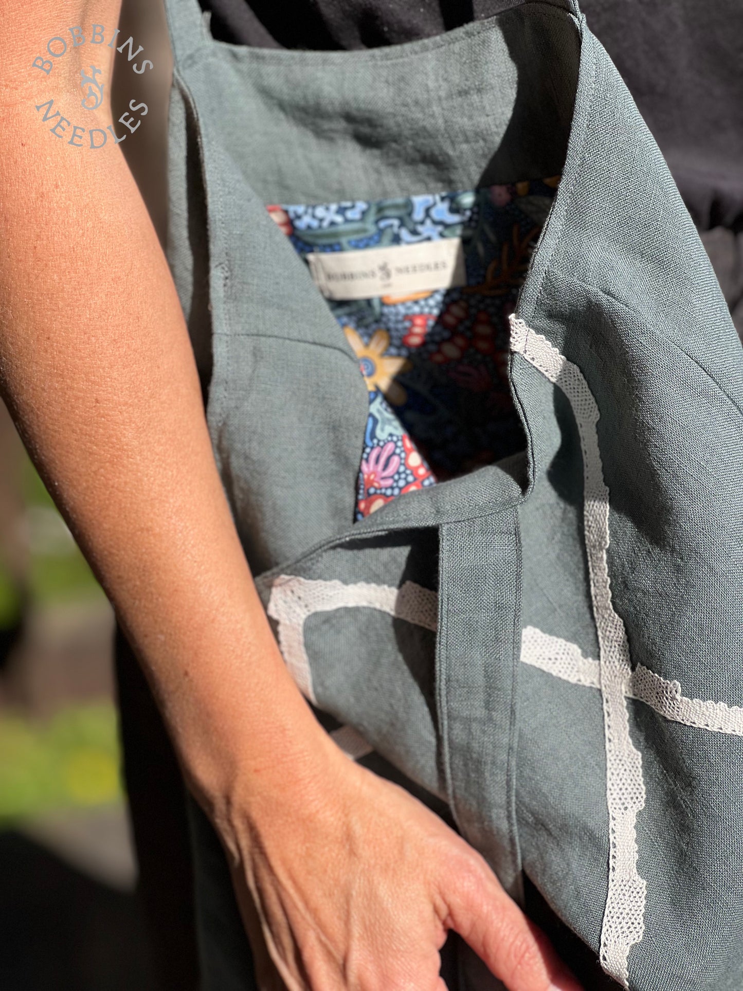 Linen Tote Bag | European Linen | Handmade Lace - Bobbins&Needles