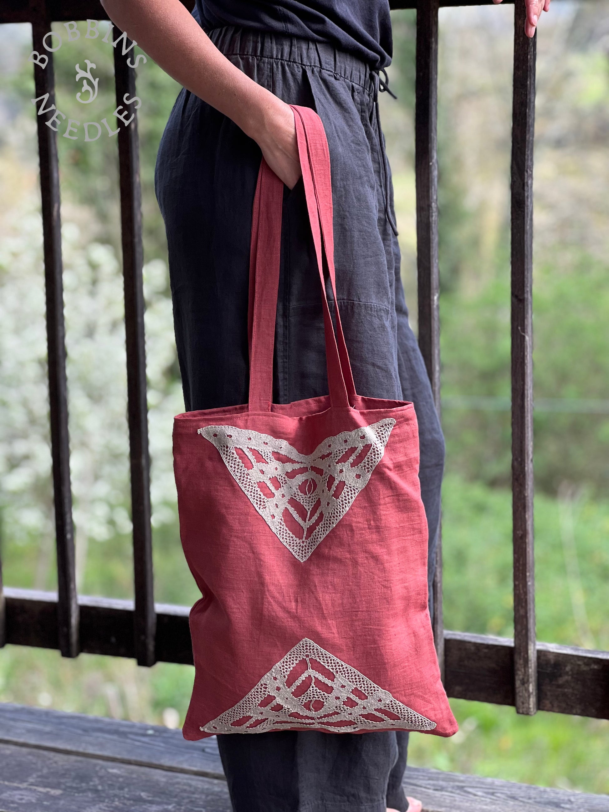 Linen Tote Bag | European Linen | Handmade | One of a Kind - Bobbins&Needles