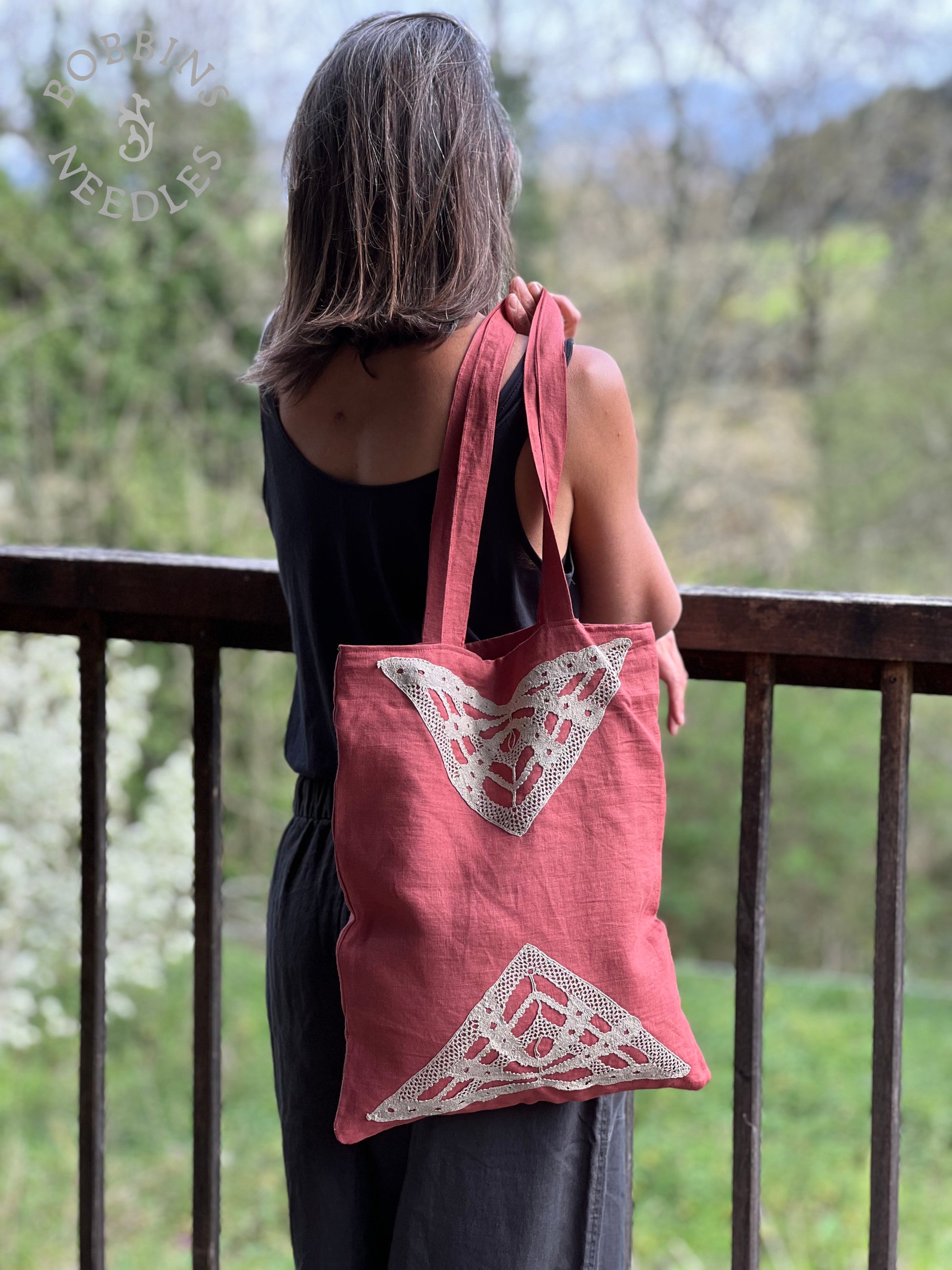 Linen Tote Bag | European Linen | Handmade | One of a Kind - Bobbins&Needles