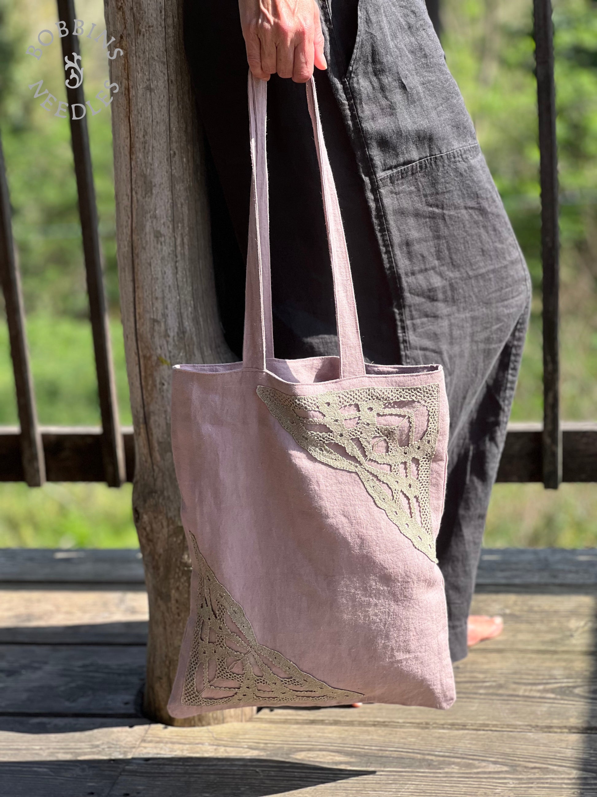 Linen Tote Bag | European Linen | Handmade | Dusty Pink - Bobbins&Needles