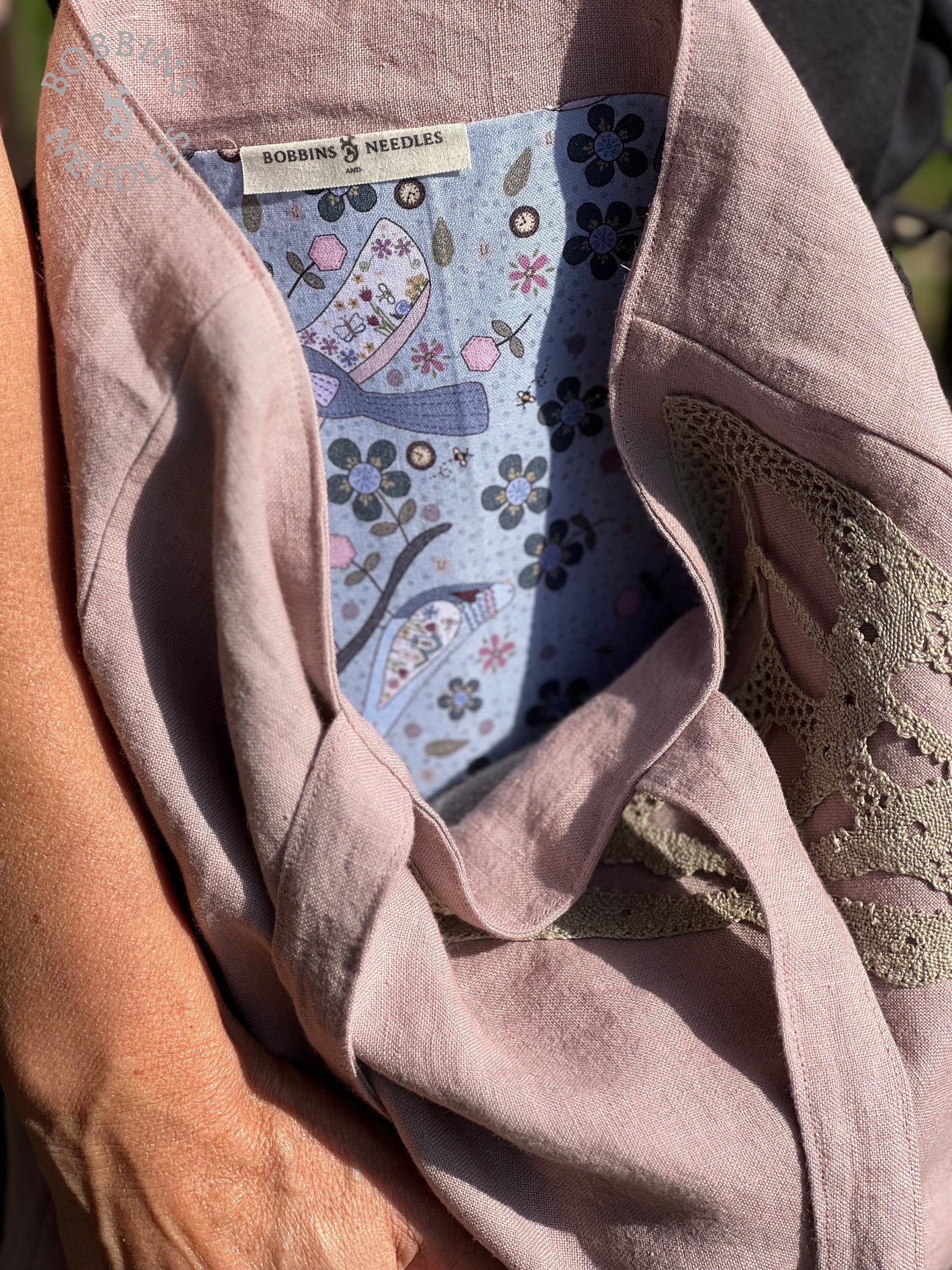 Linen Tote Bag | European Linen | Handmade | Dusty Pink - Bobbins&Needles