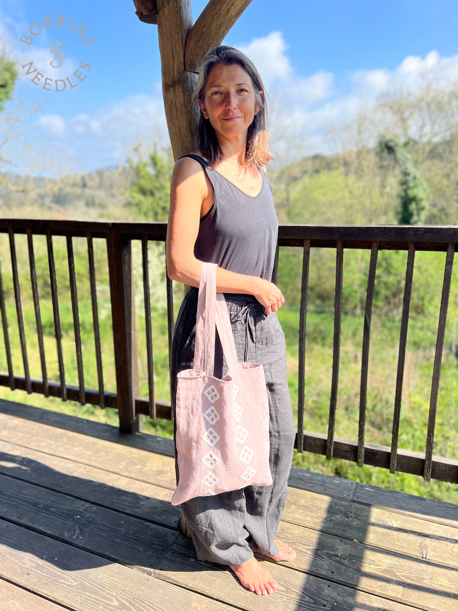 Linen Tote Bag | Handmade French Lace| One of a Kind - Bobbins&Needles